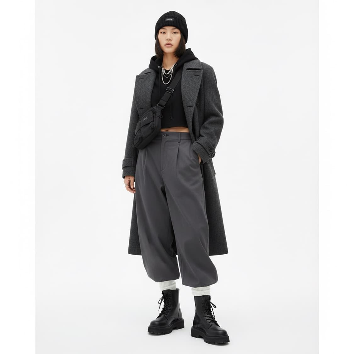 베르니스 더블 봄 코트 차콜 그레이 상품이미지1