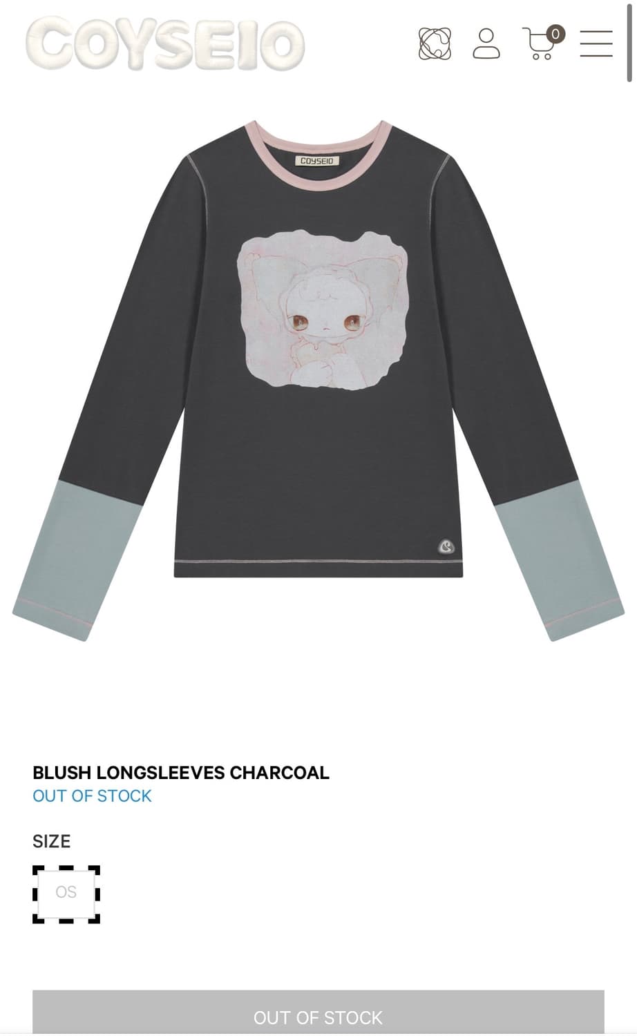 코이세이오 블러쉬 롱슬리브 차콜 상품이미지1