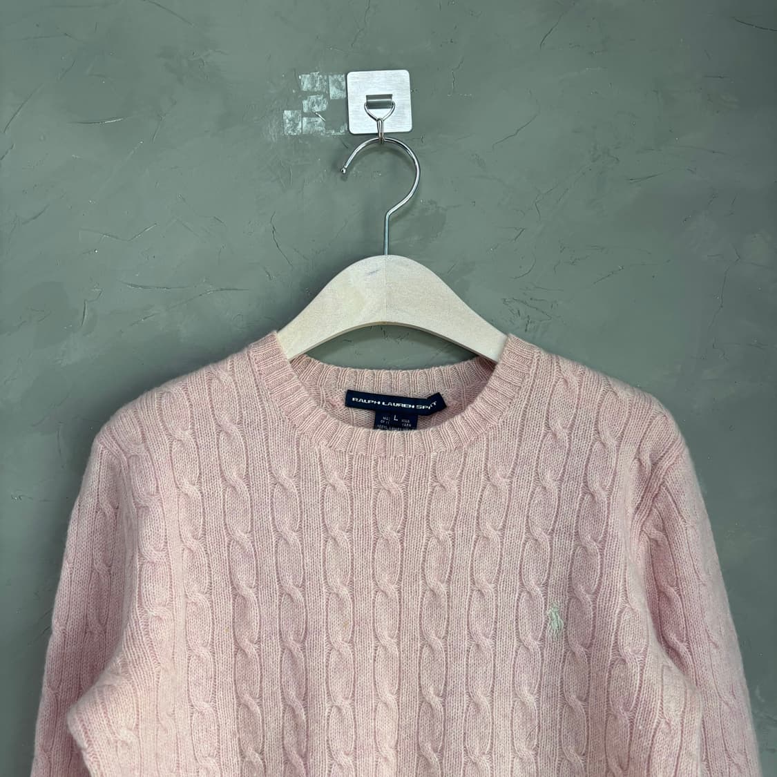 폴로 랄프로렌 램스울 꽈배기 니트 핑크 상품이미지2