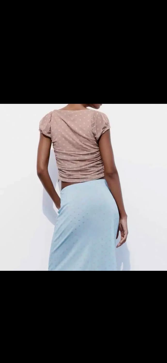 자라 도티드 캡소매 뷔스티에 블라우스 여름휴양지블라우스 상품이미지3