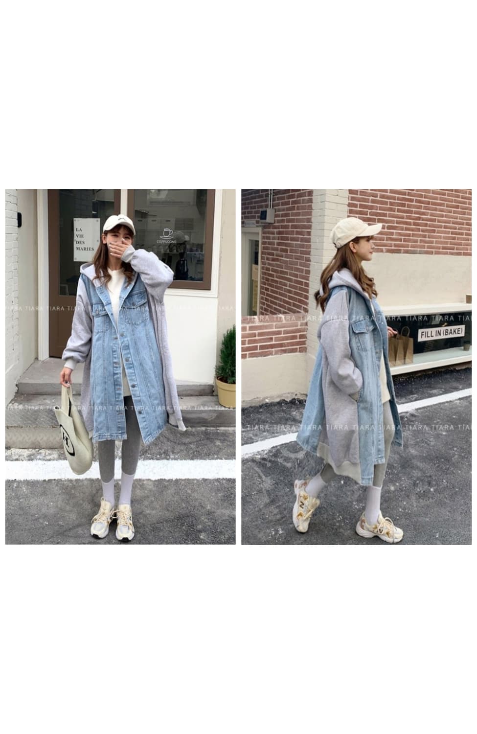 오버핏 후드 데님 롱 자켓 상품이미지1