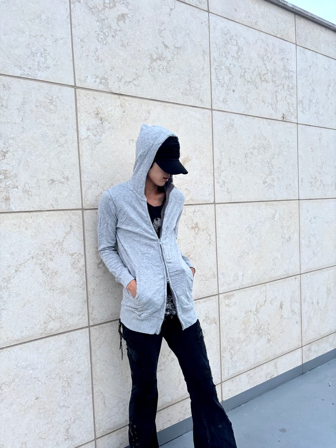 “Vintage” Grey Minimal mood 2-way Hoodie 상품이미지7