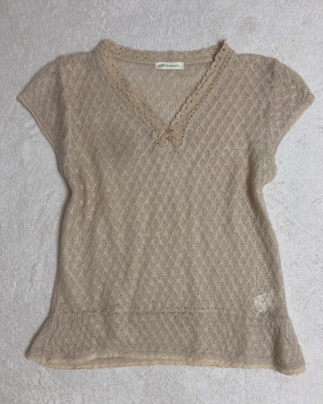 오트밀 반팔 니트 상품이미지1