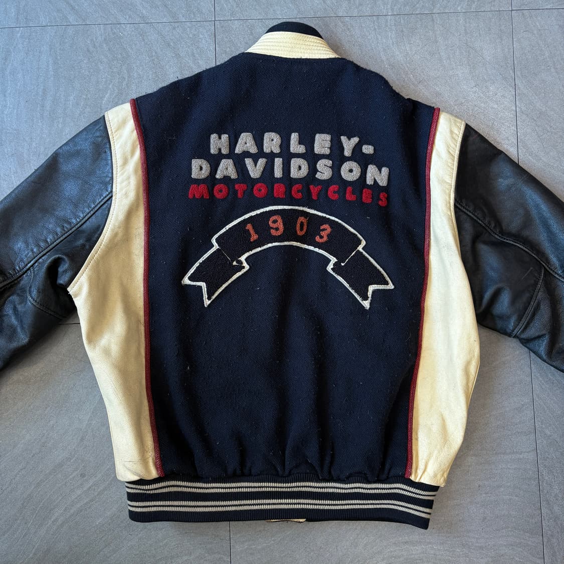할리데이비슨 50주년 울, 레더 바시티 자켓 상품이미지6