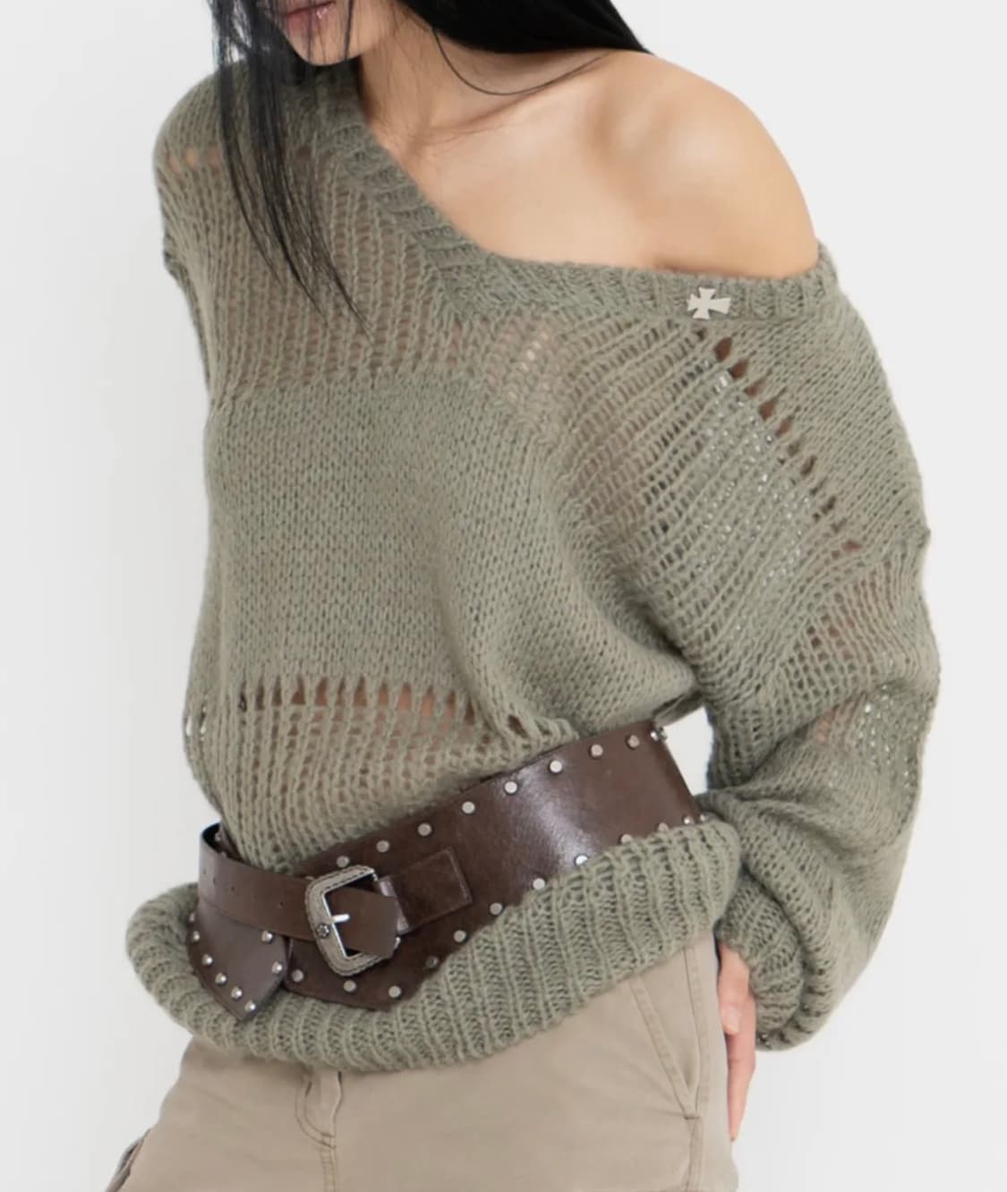 2000archives COWBOY STUD BELT (BROWN) 상품이미지4