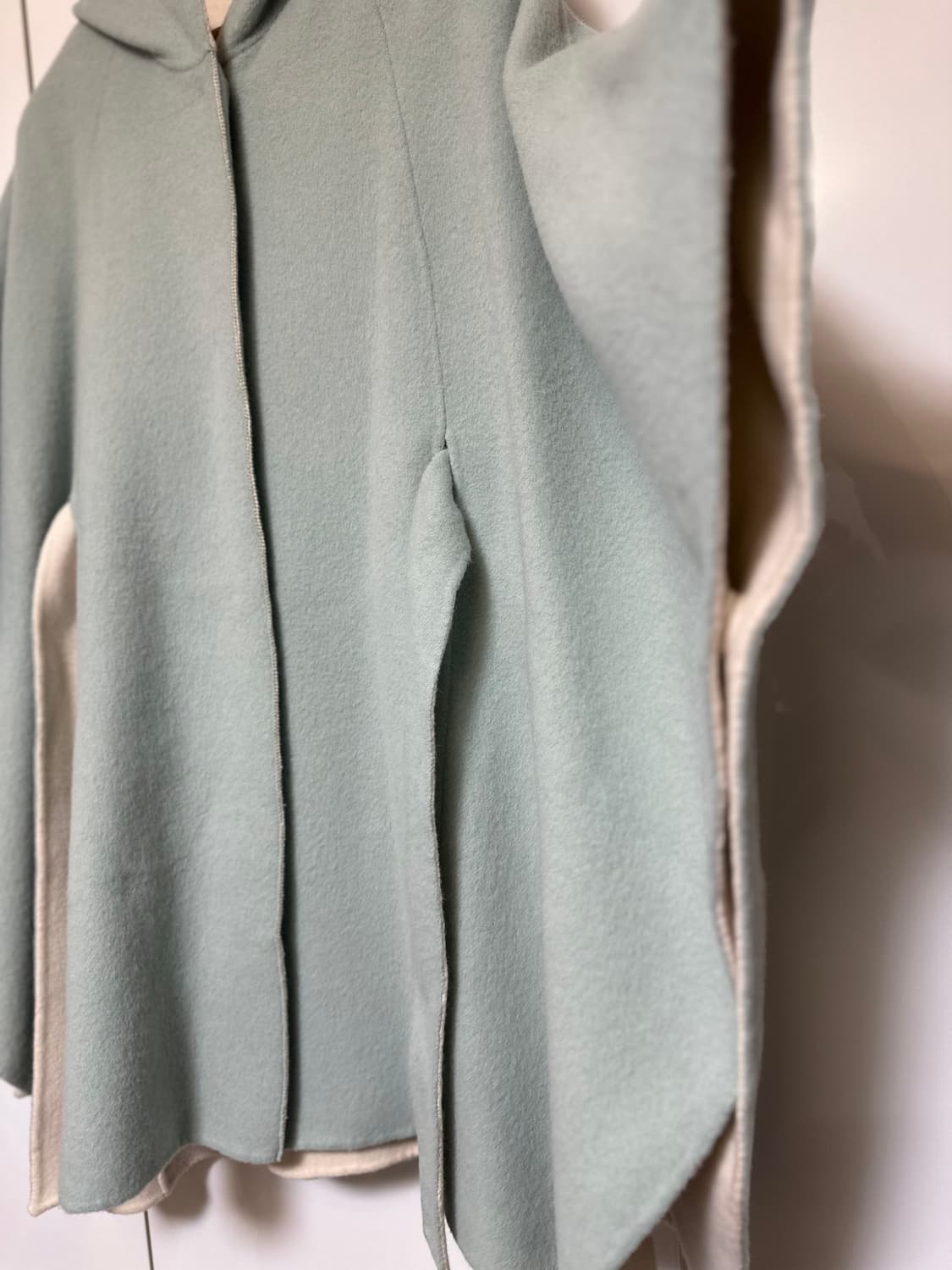 듀엘 민트 울 알파카후드 판쵸 케이프 코트 상품이미지3