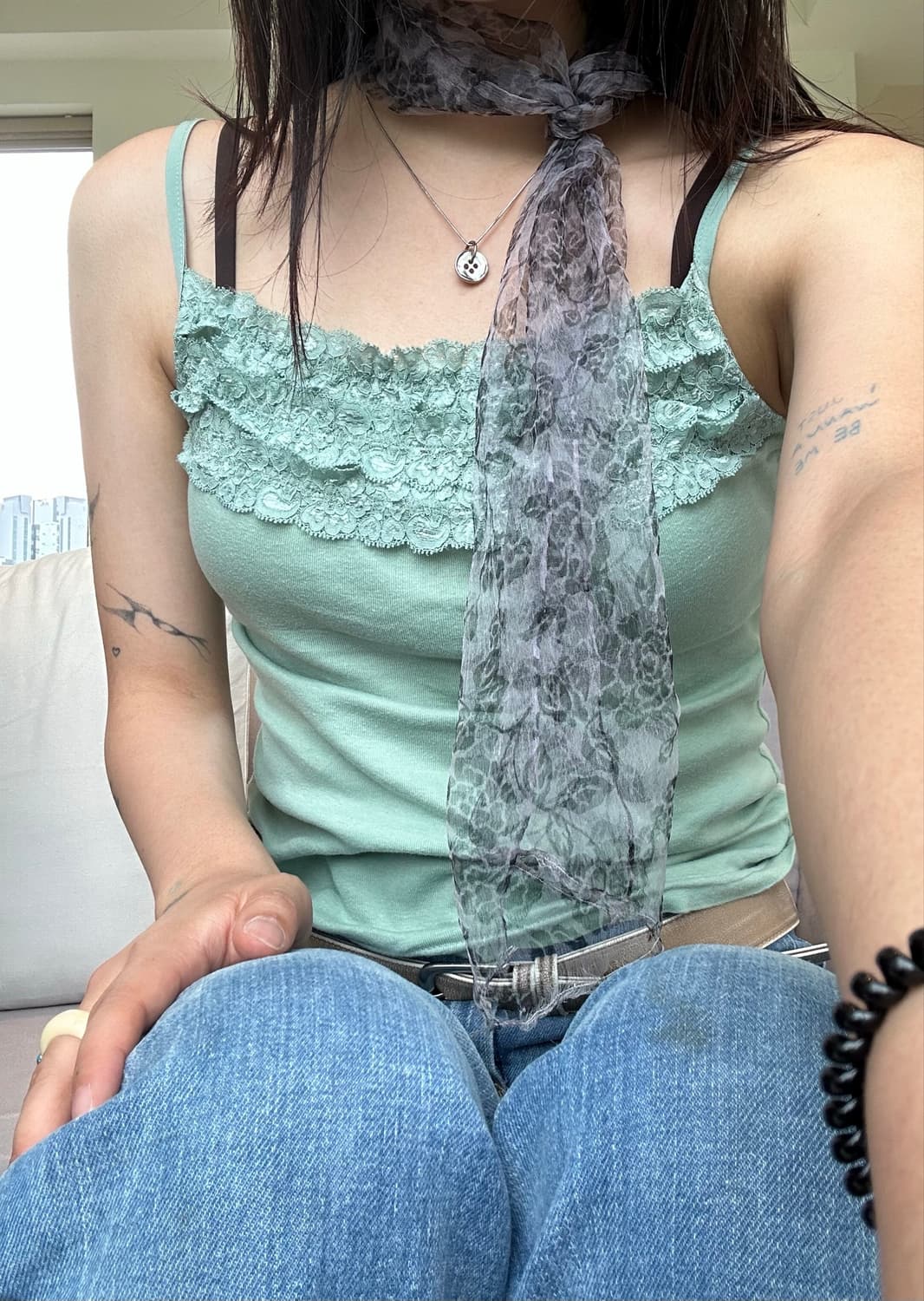 jpn eyelet lace sleeveless 상품이미지5