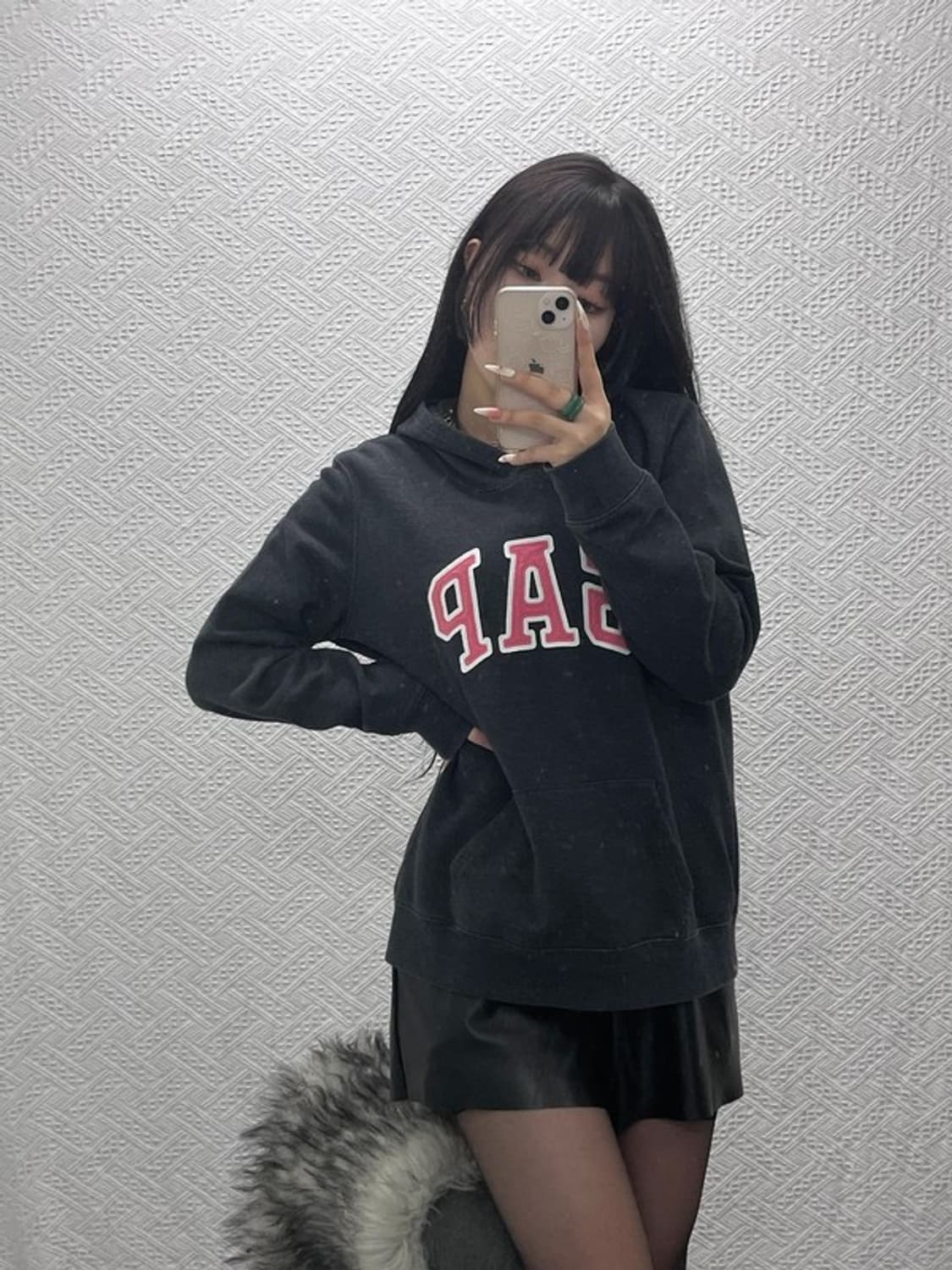 갭 올드스쿨 빈티지 핑크로고 약기모 후드티 L C09434 상품이미지1