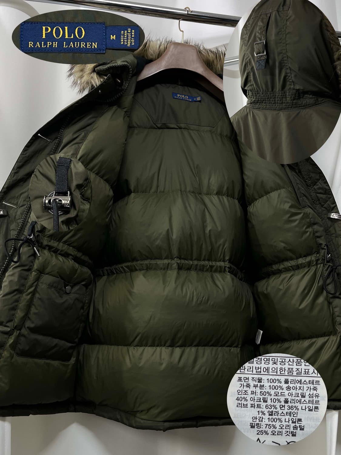 폴로 랄프로렌 올리브 벤틸레이션 스노클 파카 다운필 자켓 상품이미지3