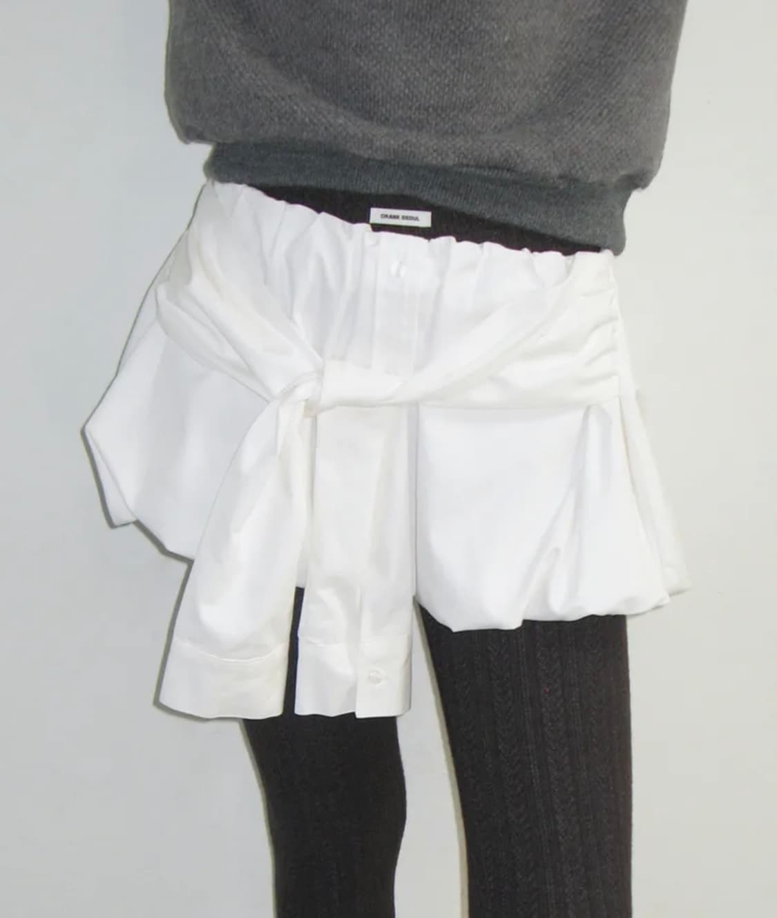크랭크 슬리브 타이 벌룬 스커트_화이트 상품이미지1