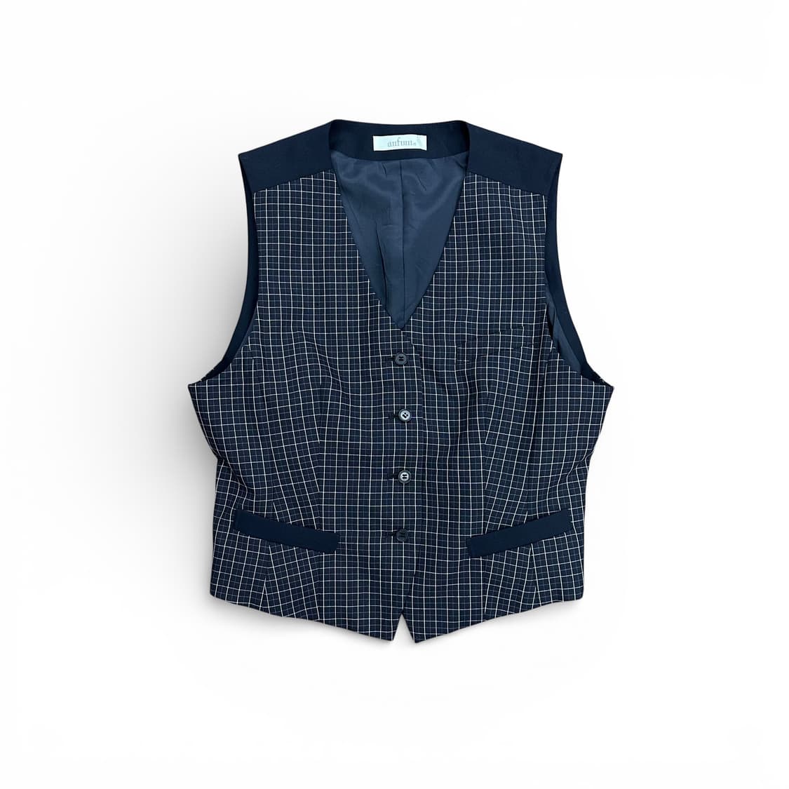 Navy Check Pattern Vest 상품이미지1
