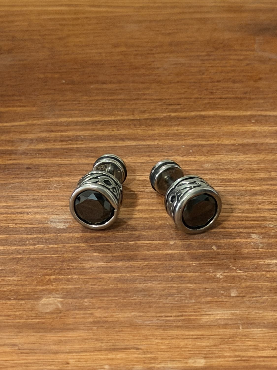 빈티지 고딕 블랙 스톤 페이크 플러그 피어싱 귀걸이 상품이미지1