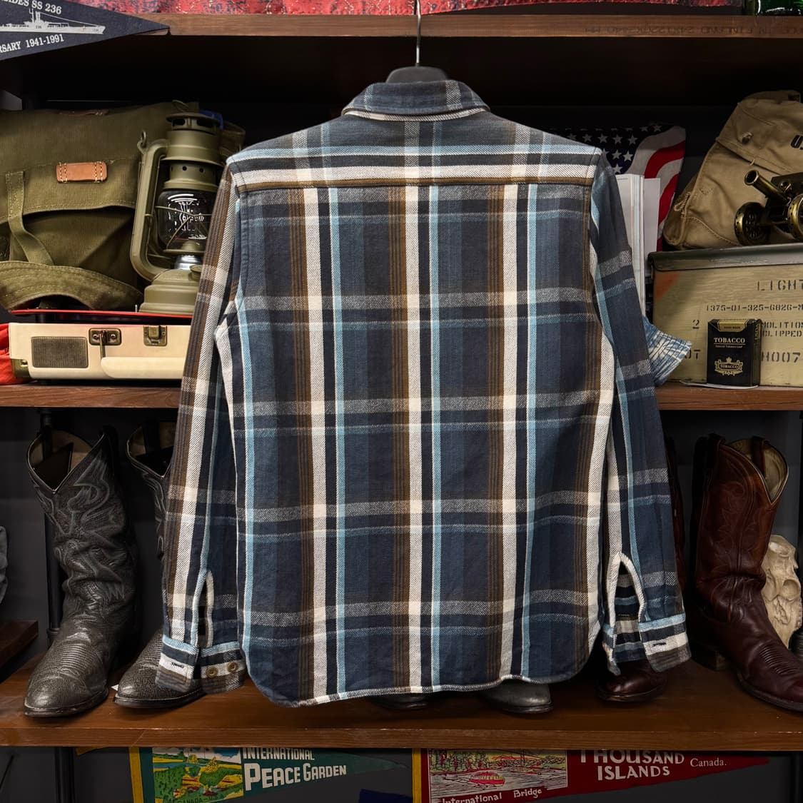 아비렉스 USA 투 포켓 워크 플란넬 체크 빈티지 셔츠 N124 상품이미지2
