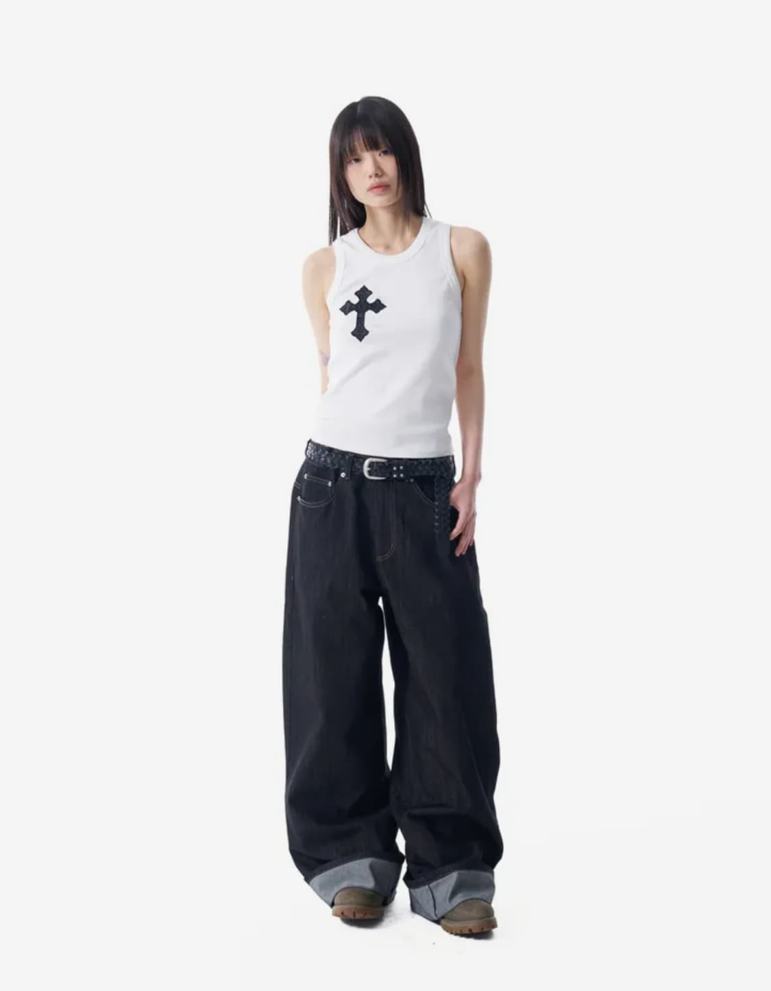 Cinch Back Denim Pants (Black) 상품이미지1
