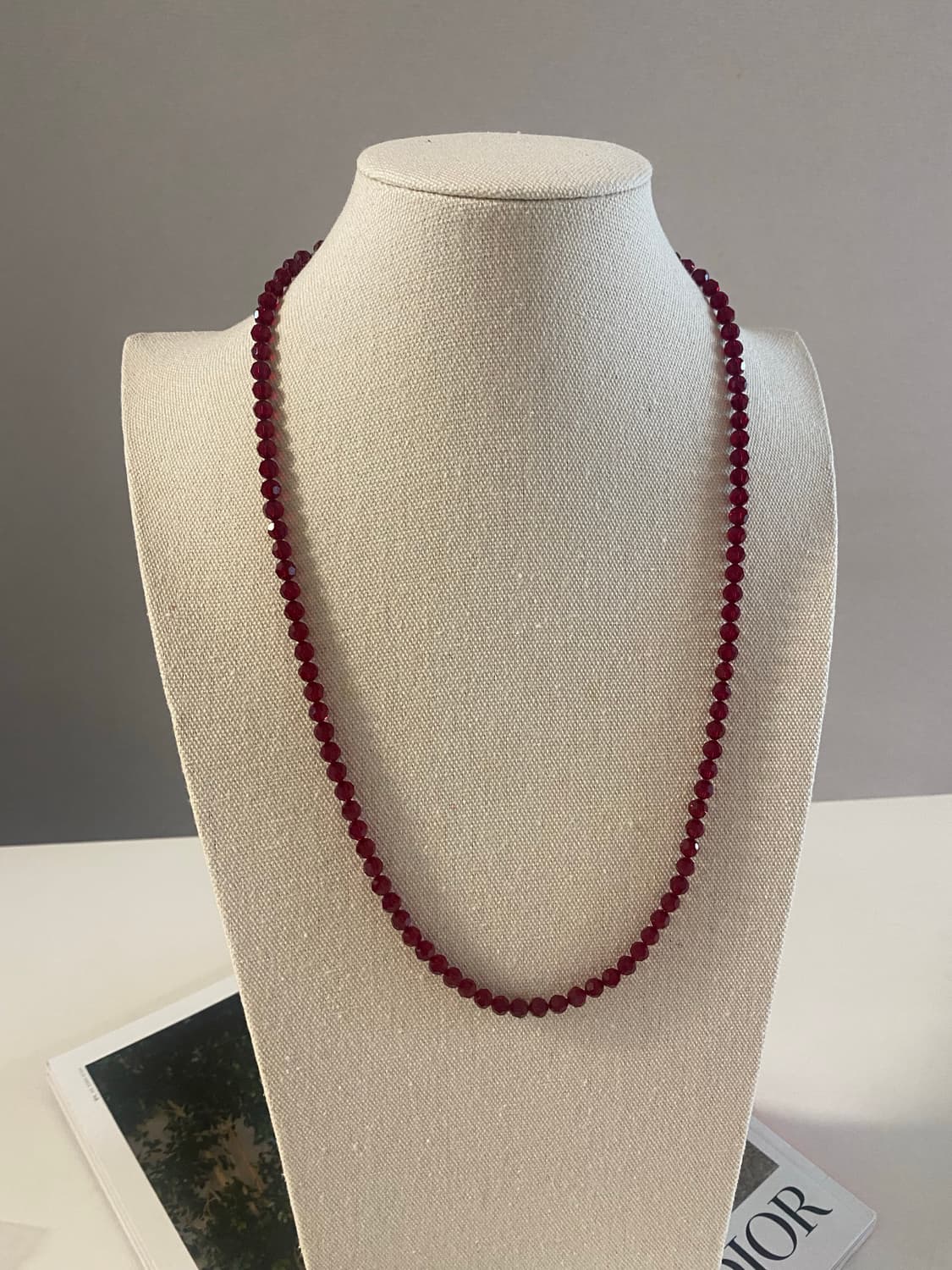 빈티지 레드 크리스탈 비즈 롱 목걸이 상품이미지3
