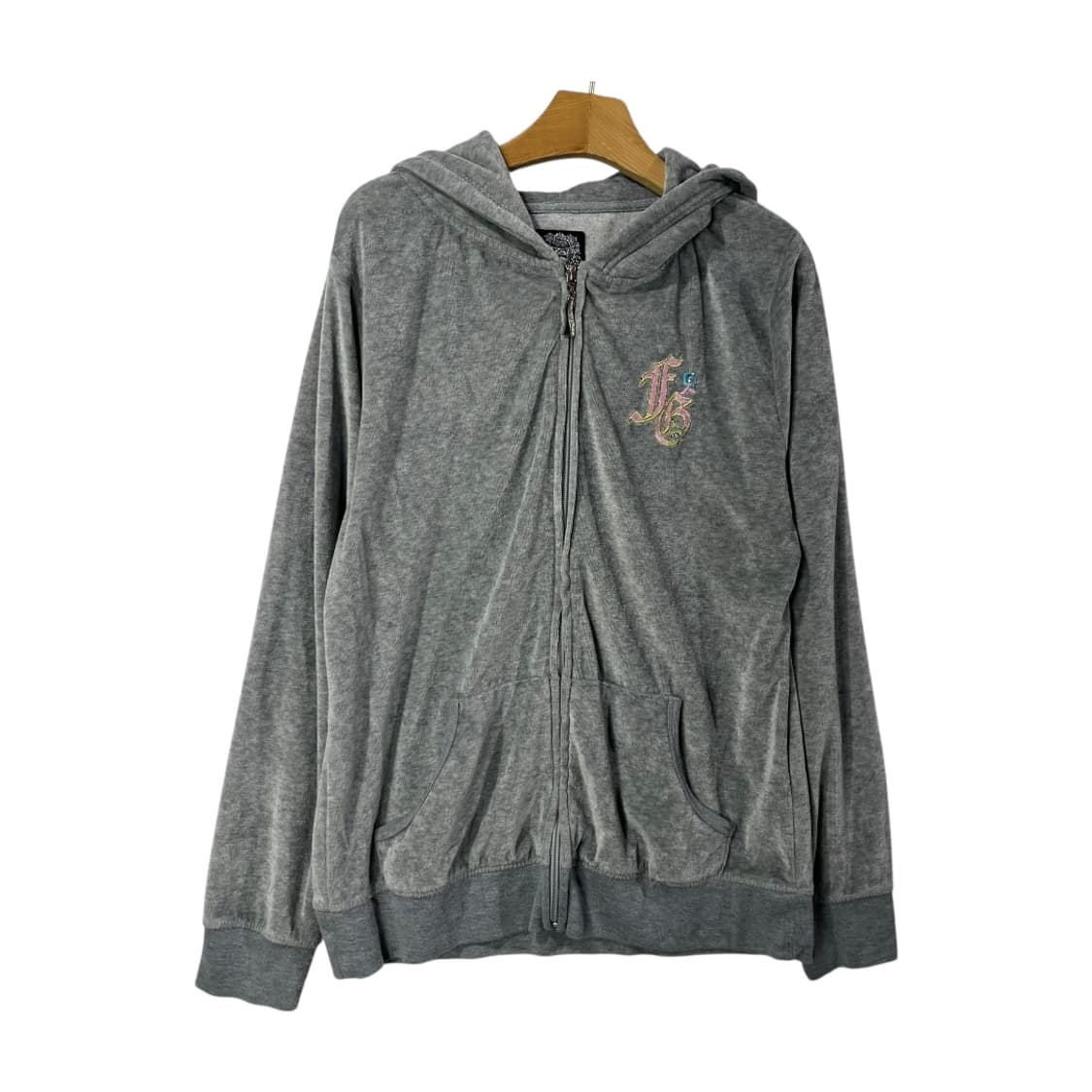 [REDTAG] 레드태그 벨벳 자수 로고 후드집업 상품이미지2