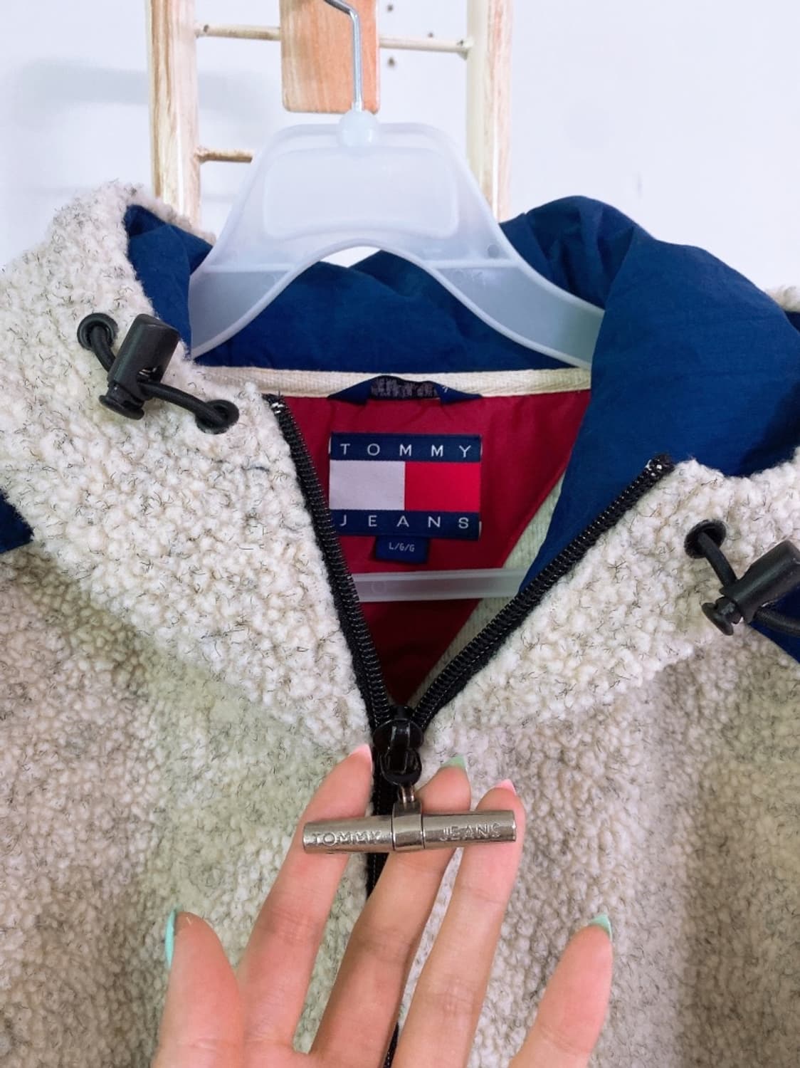 몽빈티지(L)타미힐피거남자오버핏빅로고뽀글이후드티 상품이미지2