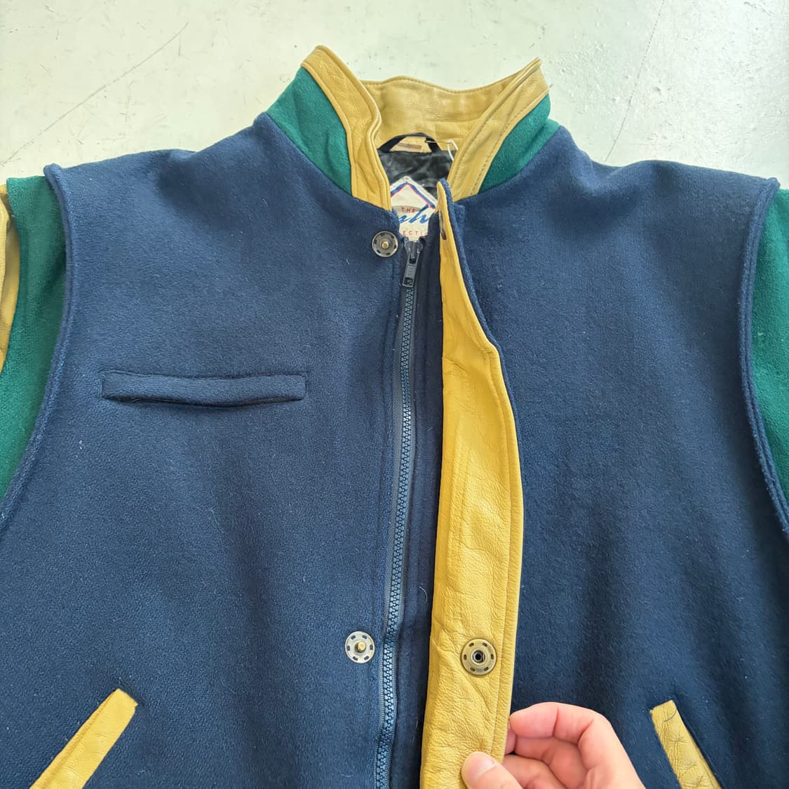 90s The Collection 빈티지 울 가죽 바시티 자켓 XL 상품이미지5