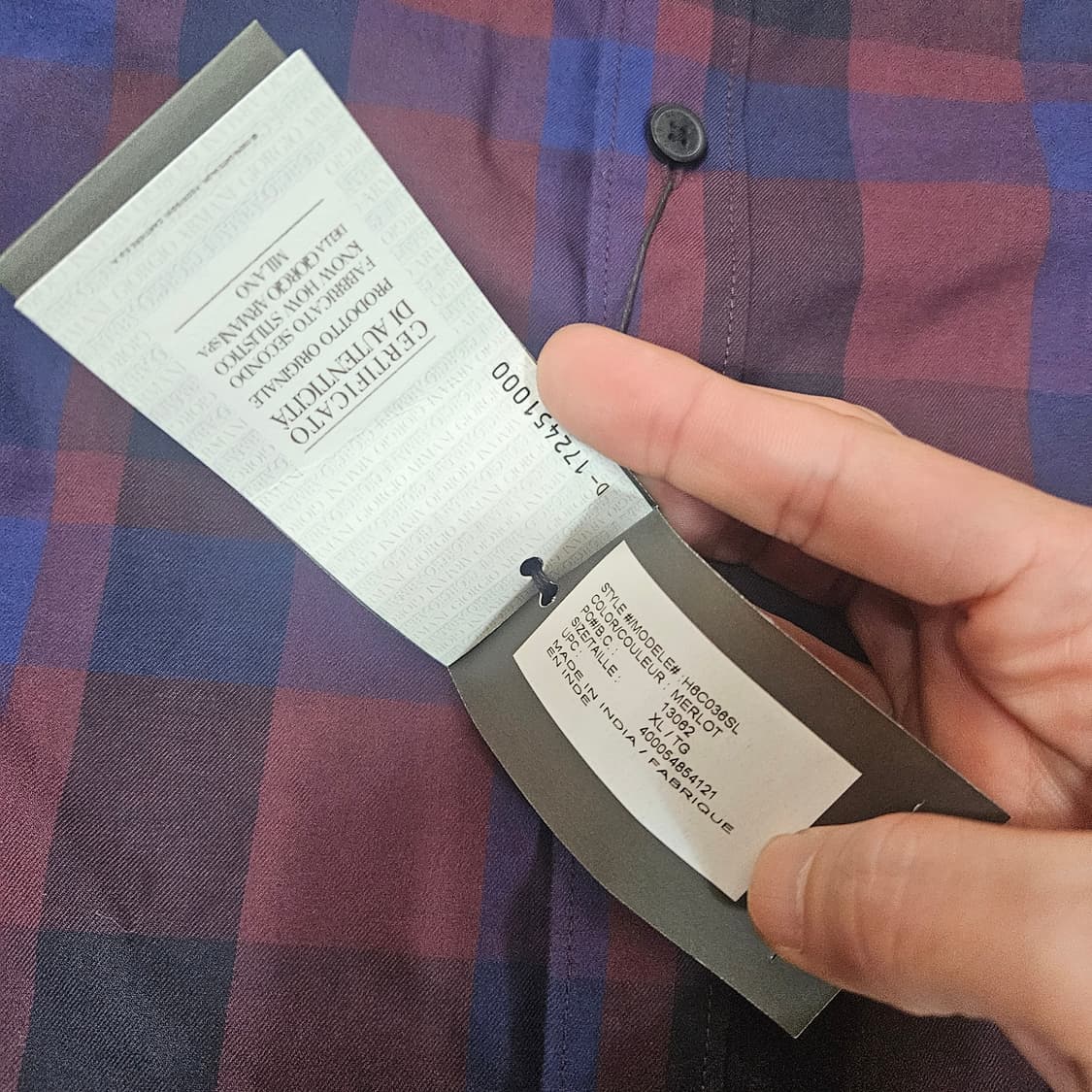 (새상품)아르마니 익스체인지 체크 셔츠 XL size 상품이미지6