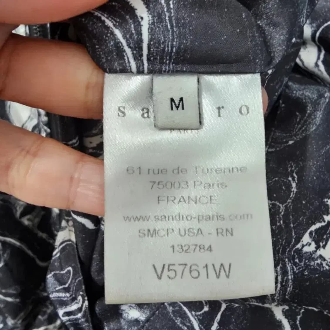 산드로 옴므 마블 프린트 리버시블 퀼팅 봄버 자켓 95 상품이미지8