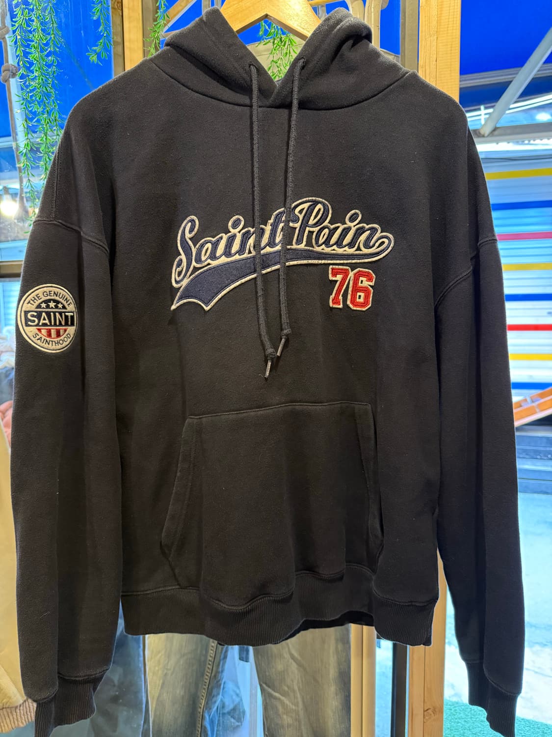 세인트페인 SP 팀 로고 후드티 네이비 상품이미지1