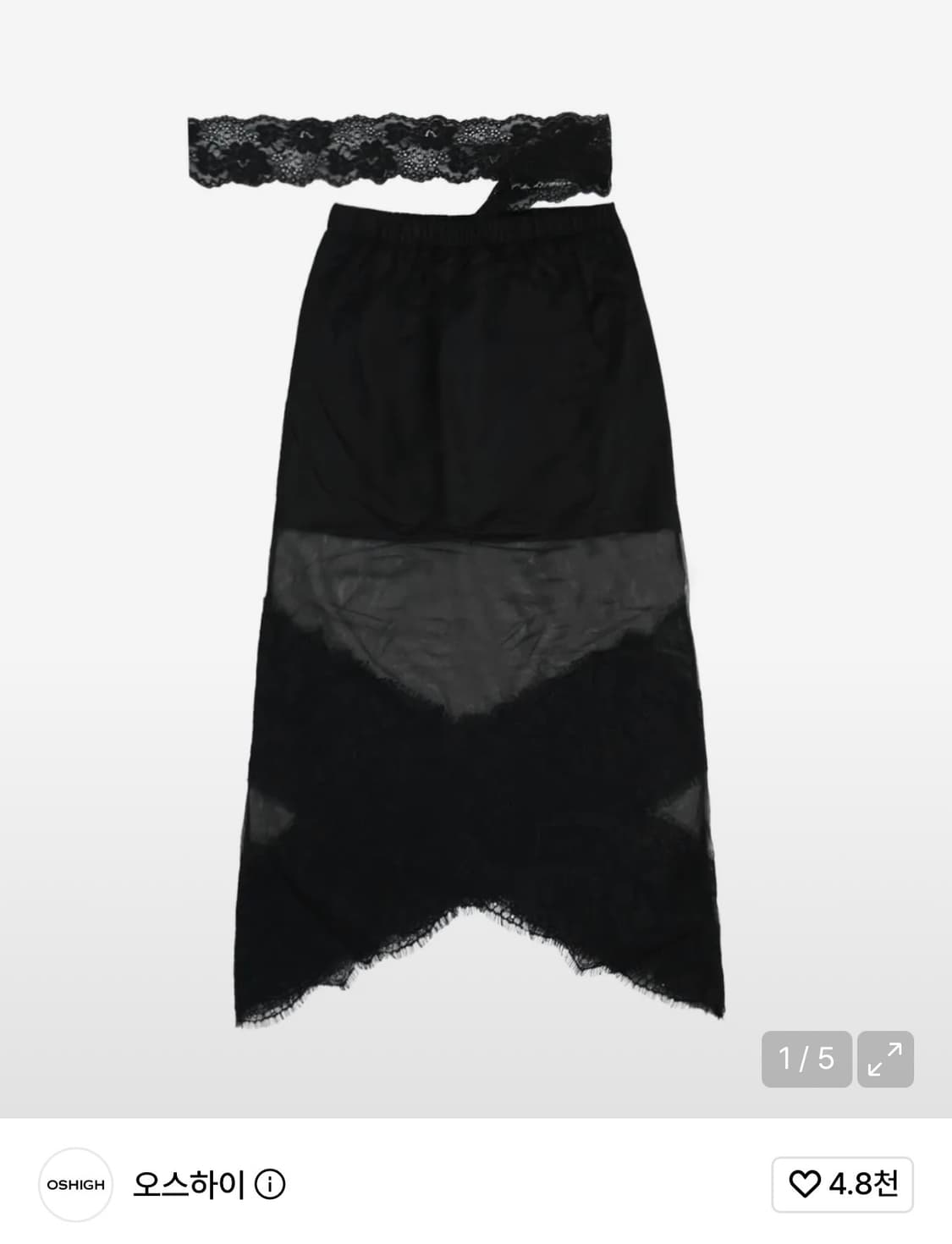 oshigh 오스하이 mesh lace long skirt black 상품이미지2