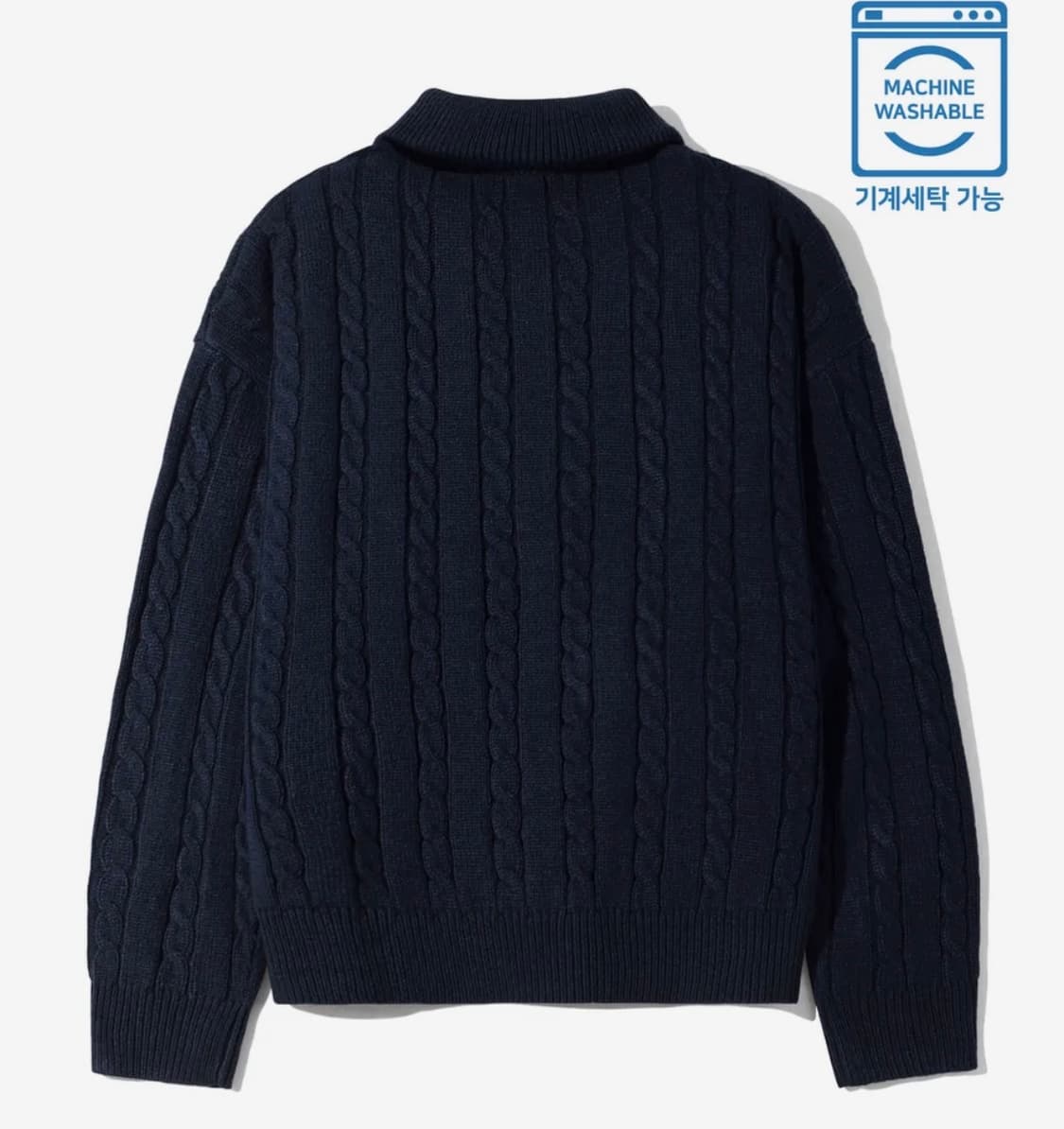 트릴리온 워셔블 하프 집업 카라넥 케이블 니트 (CURRENT NAVY) 상품이미지2