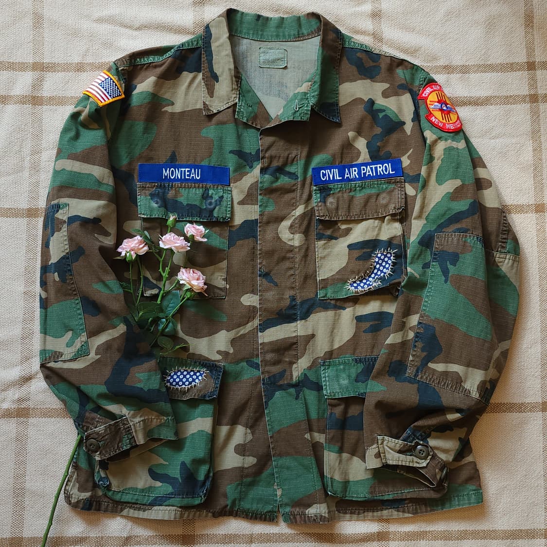 90s 미군 카모 셔츠자켓 BDU 미디움 레귤러 커스텀 상품이미지1