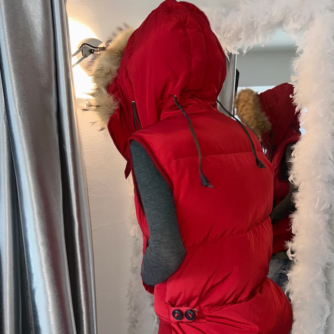 2000s 빈티지 디스퀘이드 퍼 크롭 패딩 베스트 상품이미지7