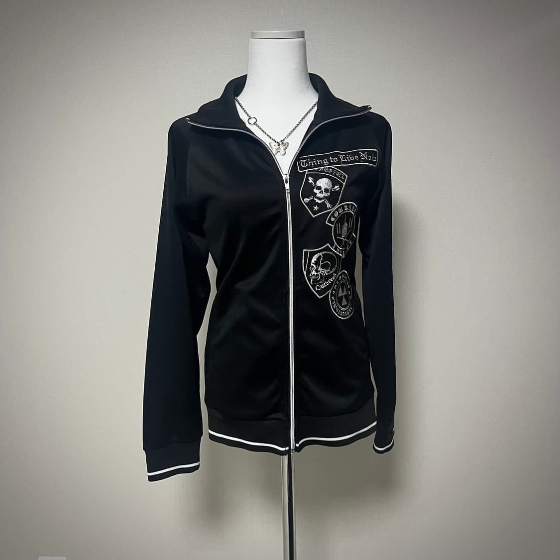 고스펑크 해골 프린팅 자수 져지 y2k 상품이미지2