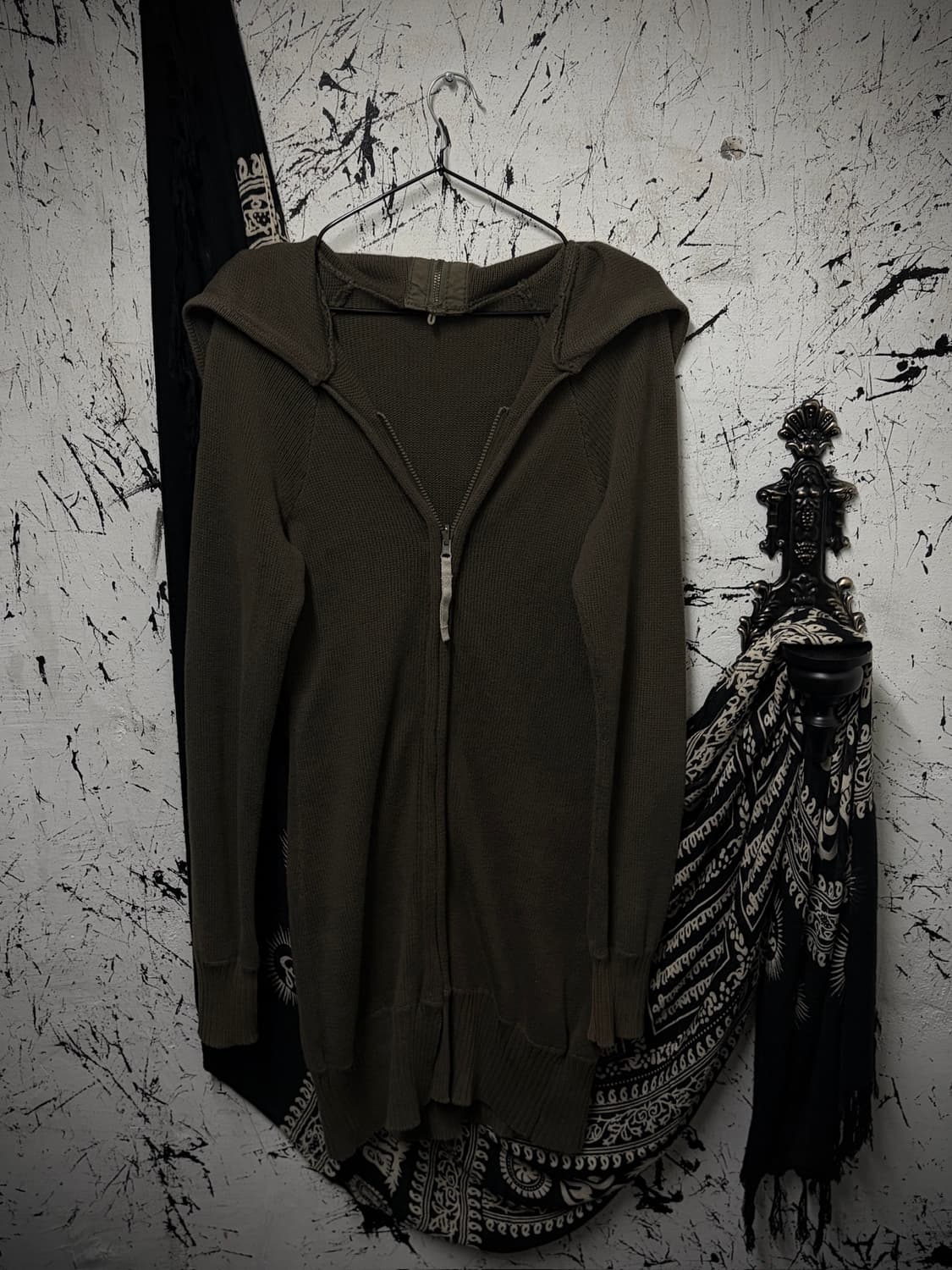 Khaki Long Hooded Zip-Up 상품이미지1