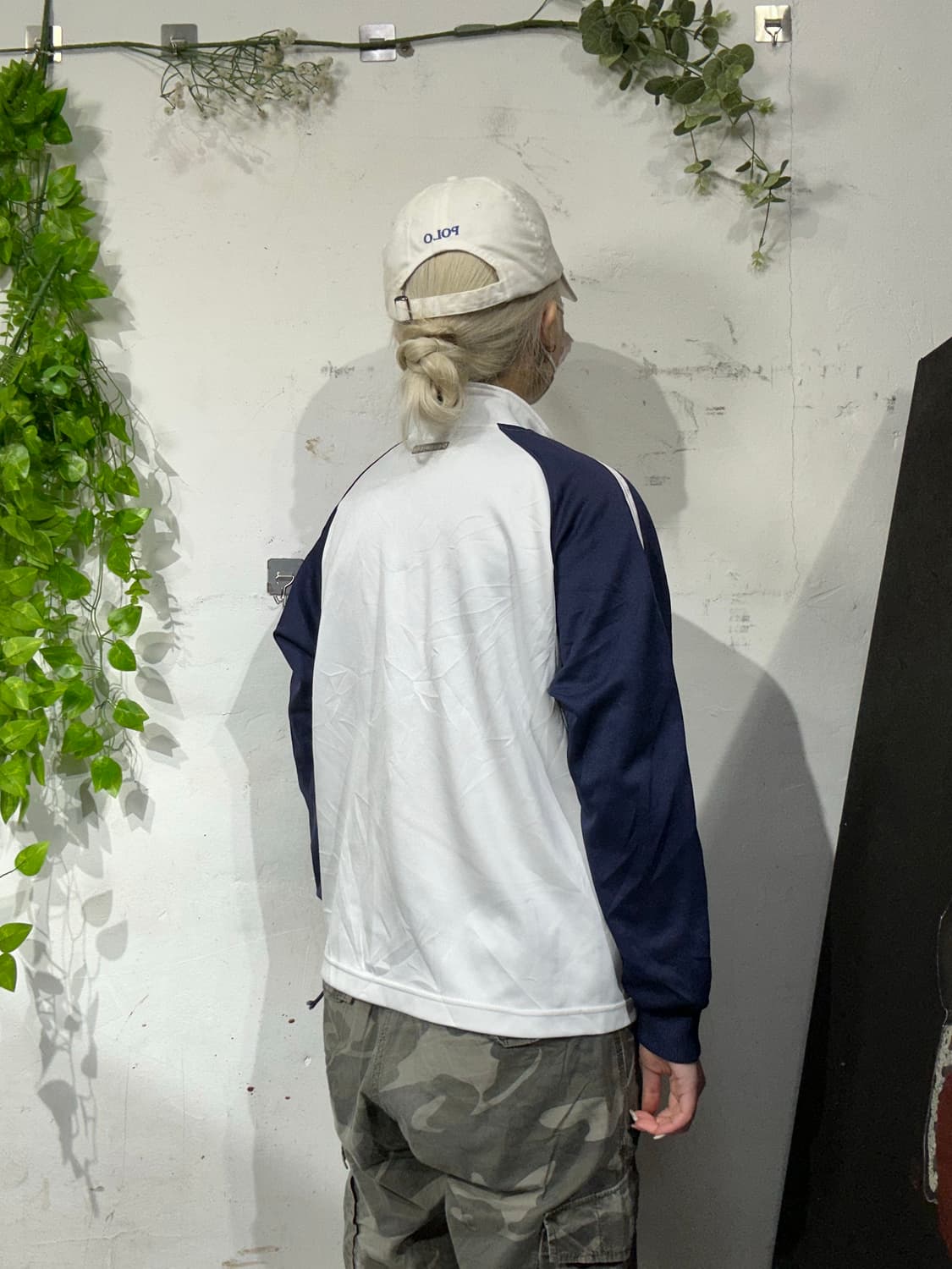 아식스 일본판 화이트 네이비 배색 사이드 라인 올드스쿨 트랙탑 져지 M 상품이미지3