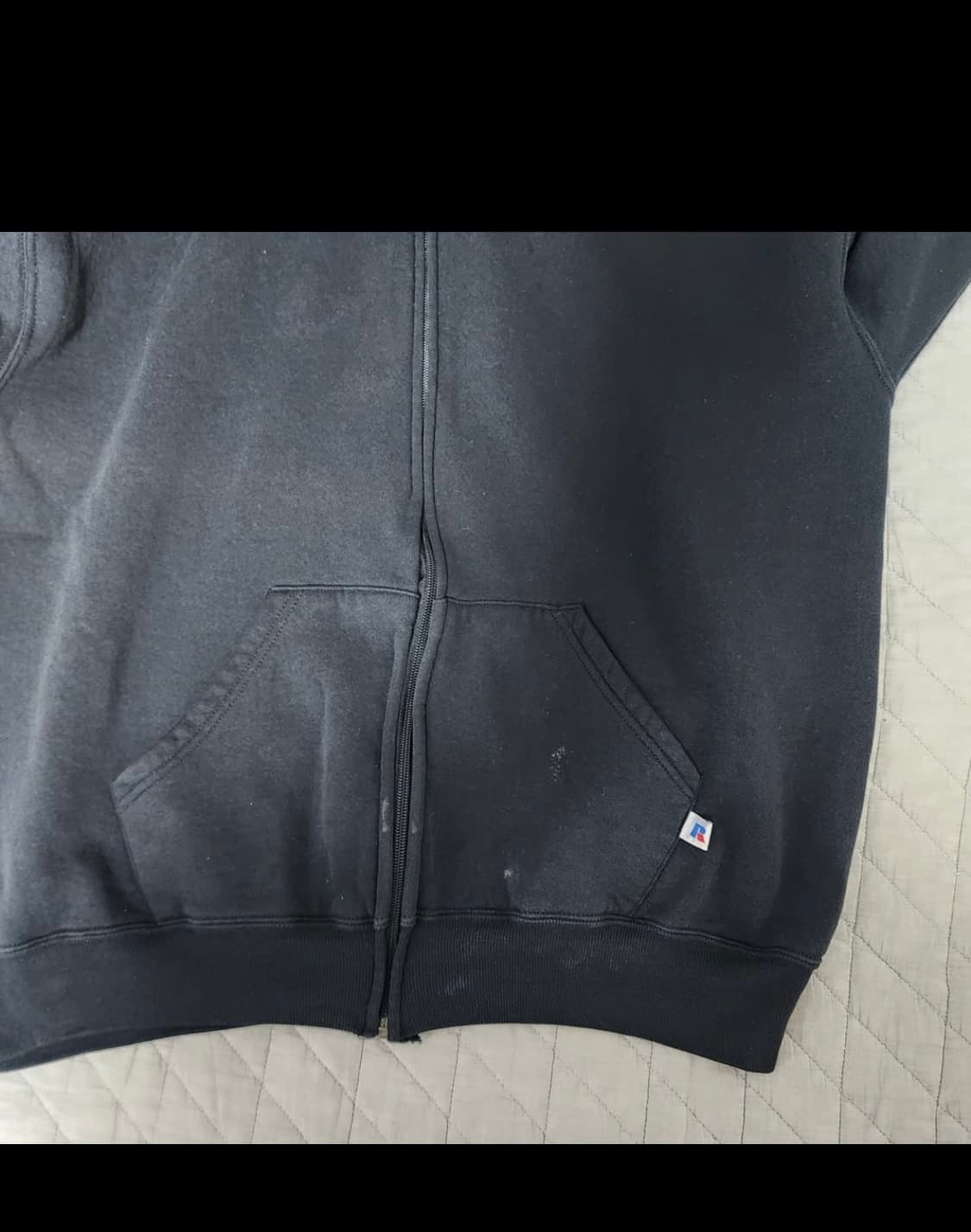 [XL] 90s 러셀 애슬레틱 빈티지 후드집업 블랙 ver. 블리칭 상품이미지2