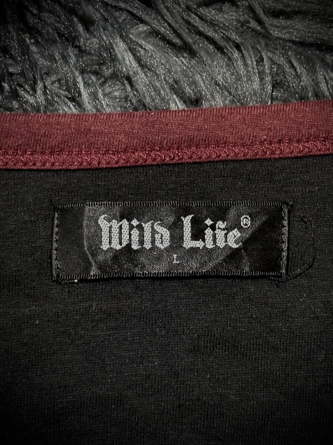 Wild Life 스컬 웡 프린팅 고딕 레터링 버건디 워싱 롱슬리브 상품이미지9