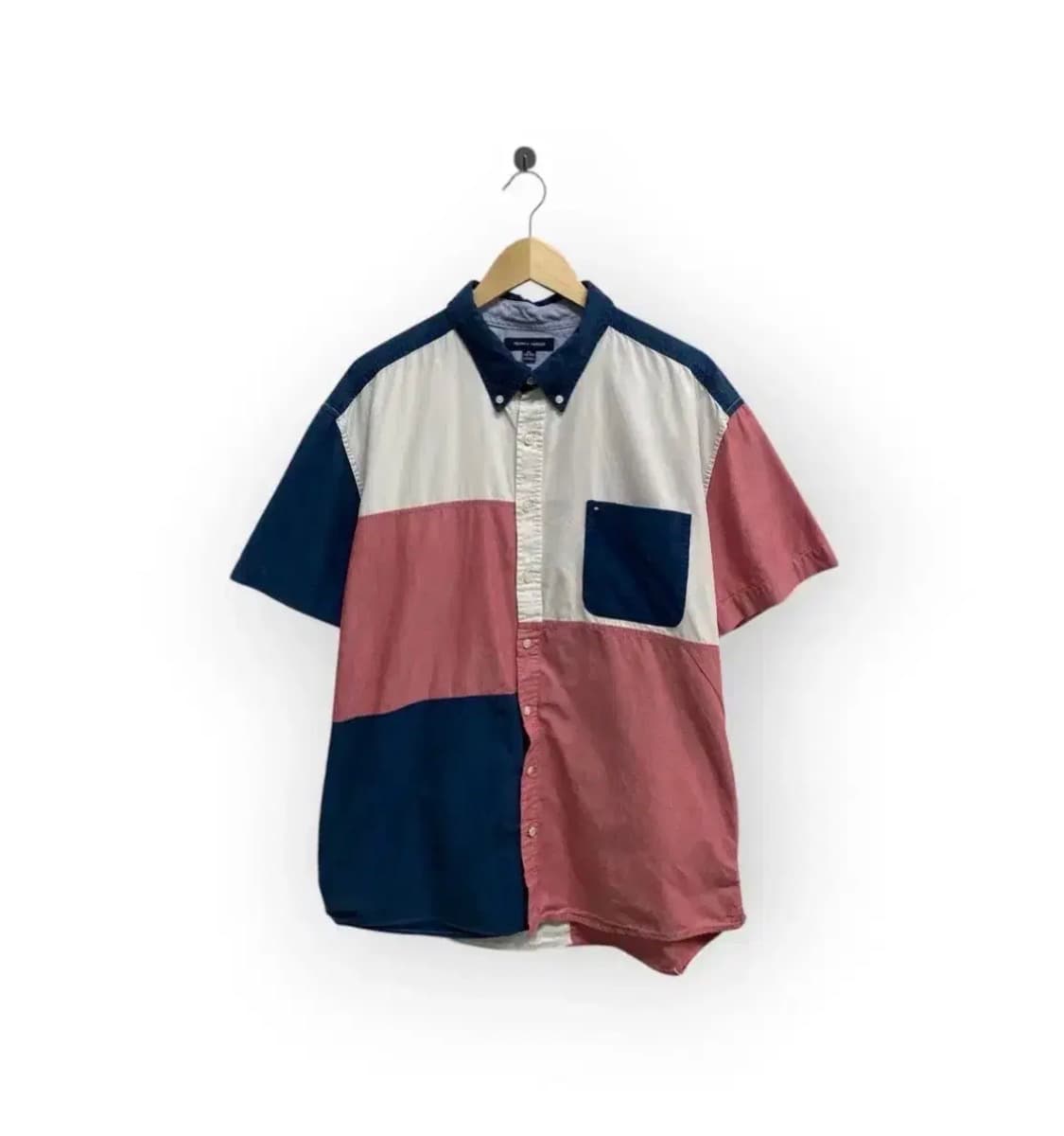 타미 90s빈티지 컬러블록 반팔 셔츠 2XL 상품이미지1