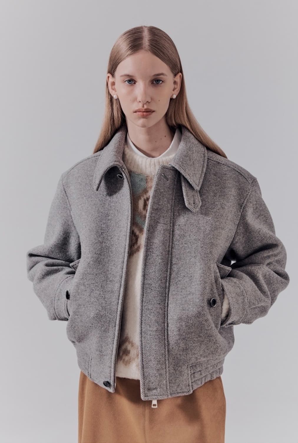 던스트 울 블루종 그레이 Xs 상품이미지1