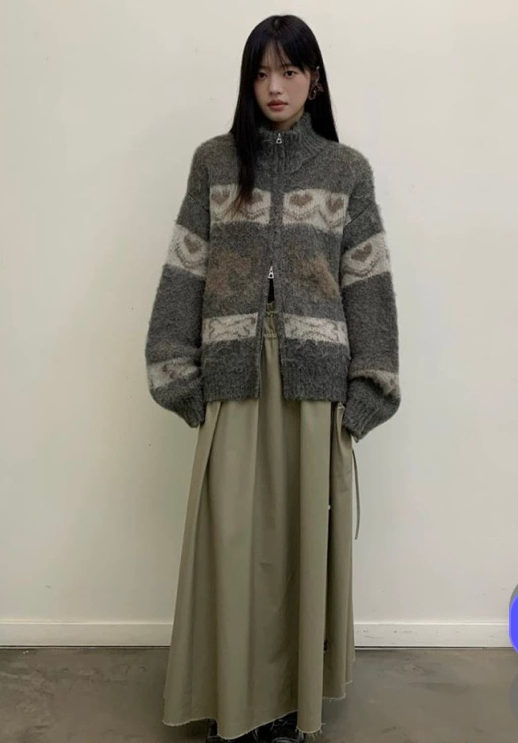 올드런드리 자카드 니트집업 상품이미지4