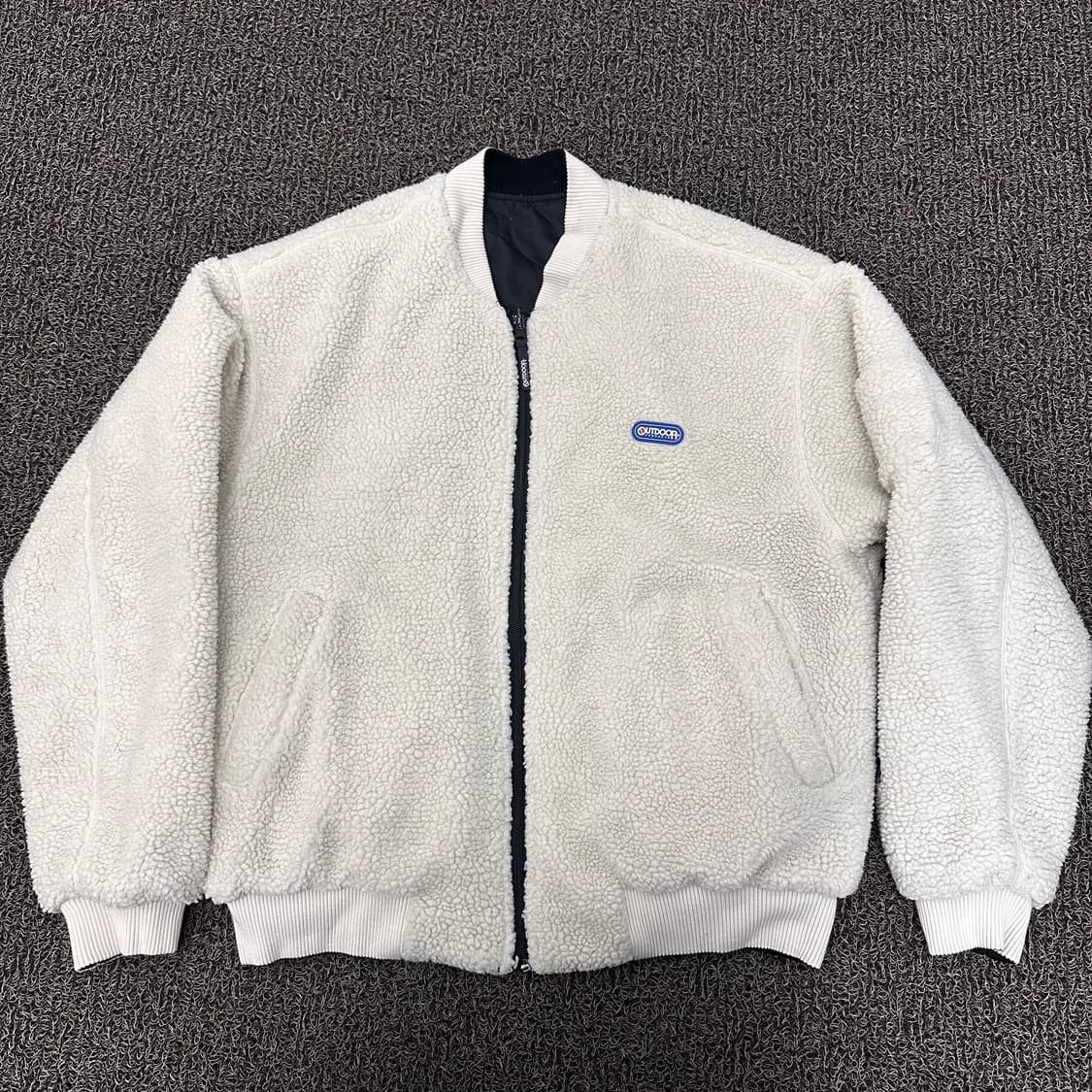 OUTDOOR 아웃도어 아이보리 뽀글이 털 후리스 양면 점퍼 M 상품이미지1