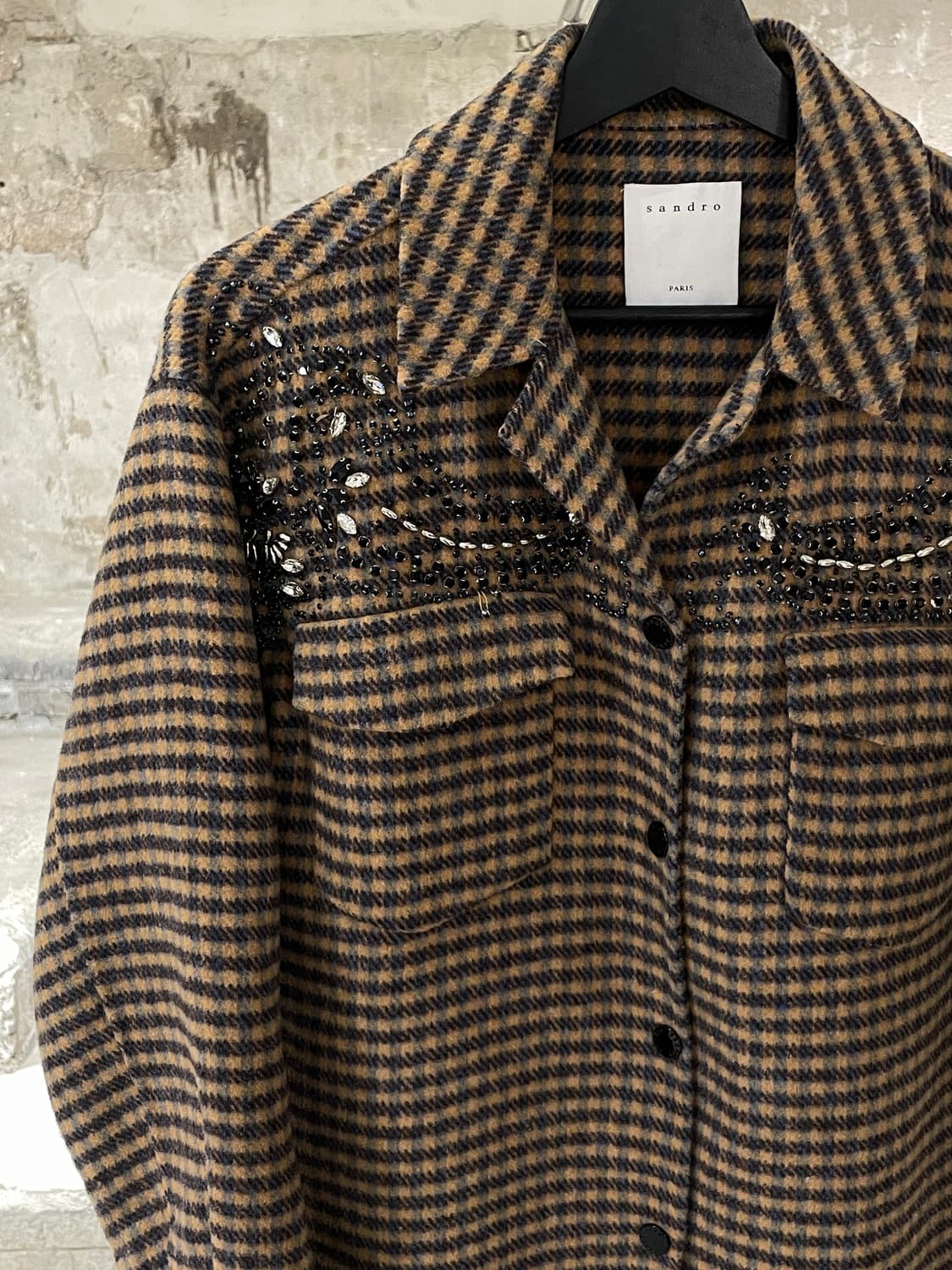 산드로 비즈 체스트 포켓 체크 셔츠 자켓 상품이미지2