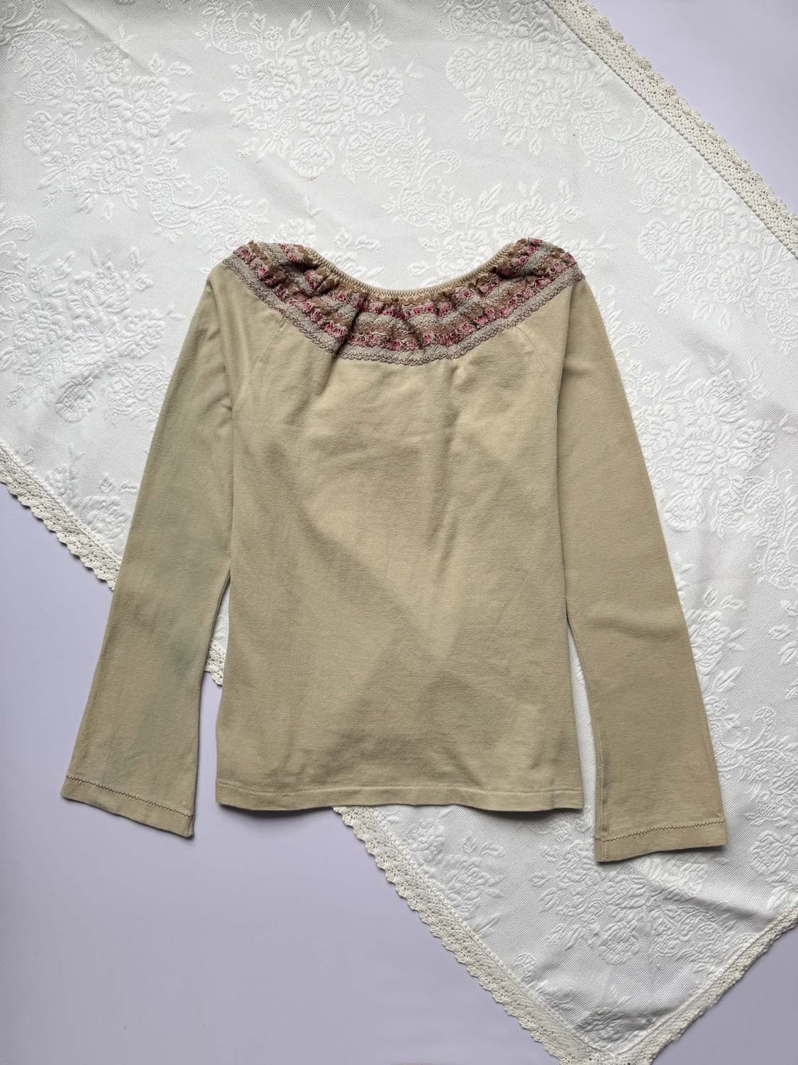 Floral Embroidered Cotton T-shirt 0291 상품이미지5