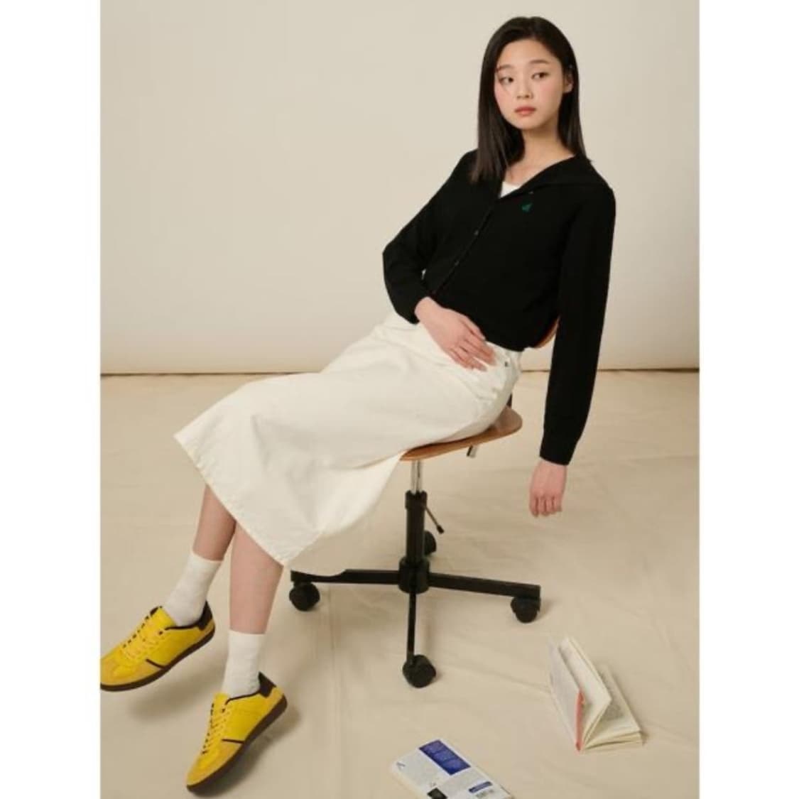 빈폴레이디스 25 화이트 롱 데님 스커트 (26) 상품이미지1