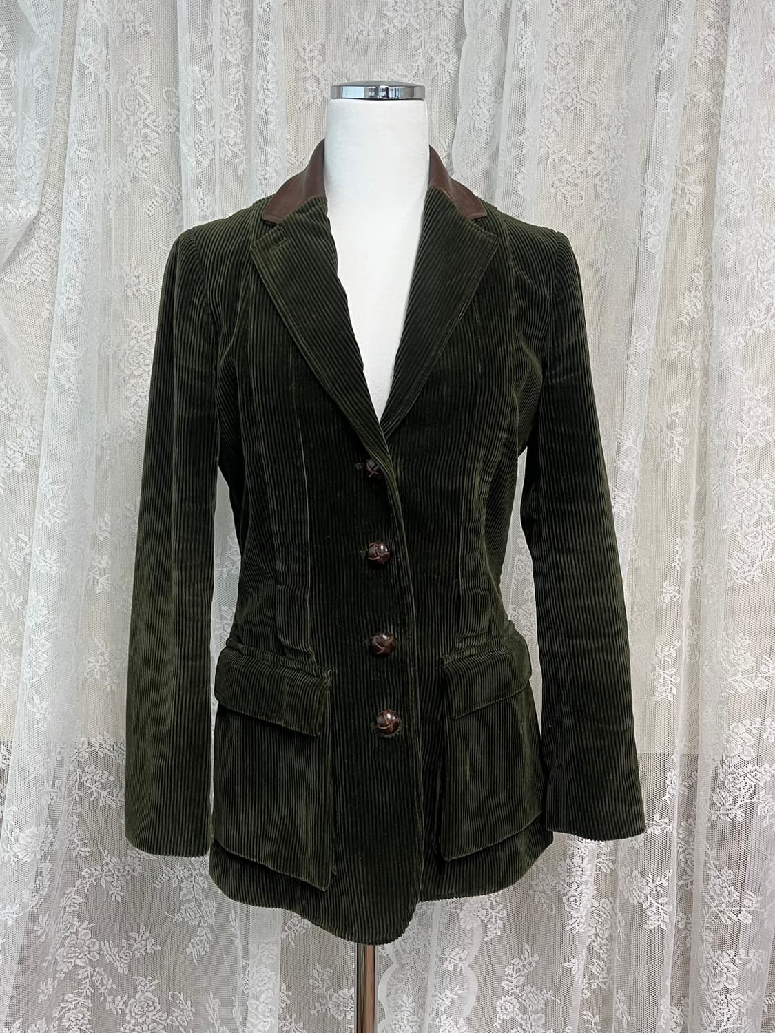 S) 랄프로렌 여성 빈티지 코듀로이 자켓 카키 상품이미지1