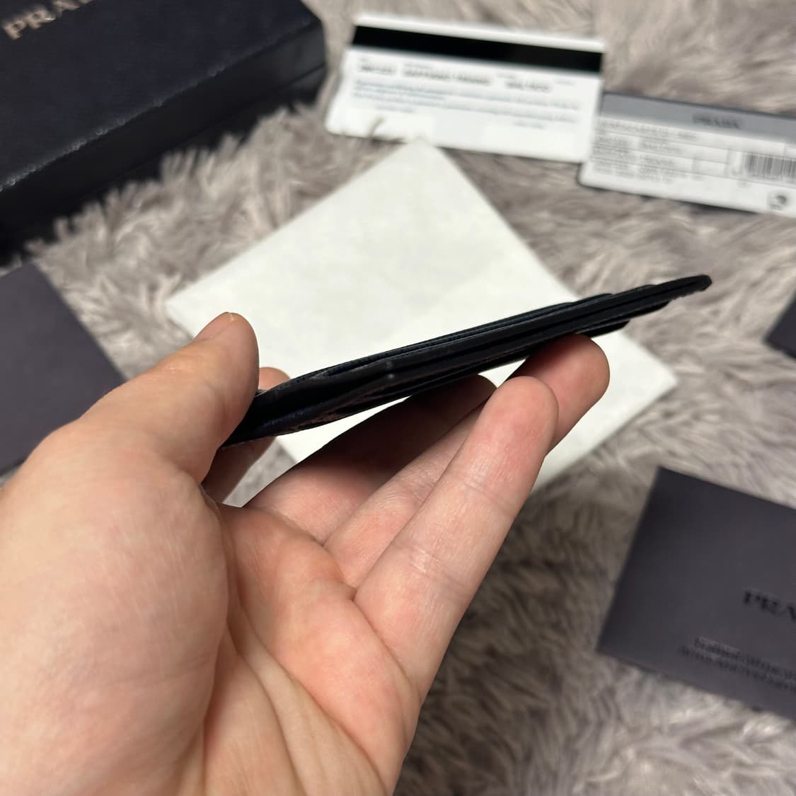 [풀구성] 프라다 사피아노 삼각로고 카드지갑 네이비 상품이미지7