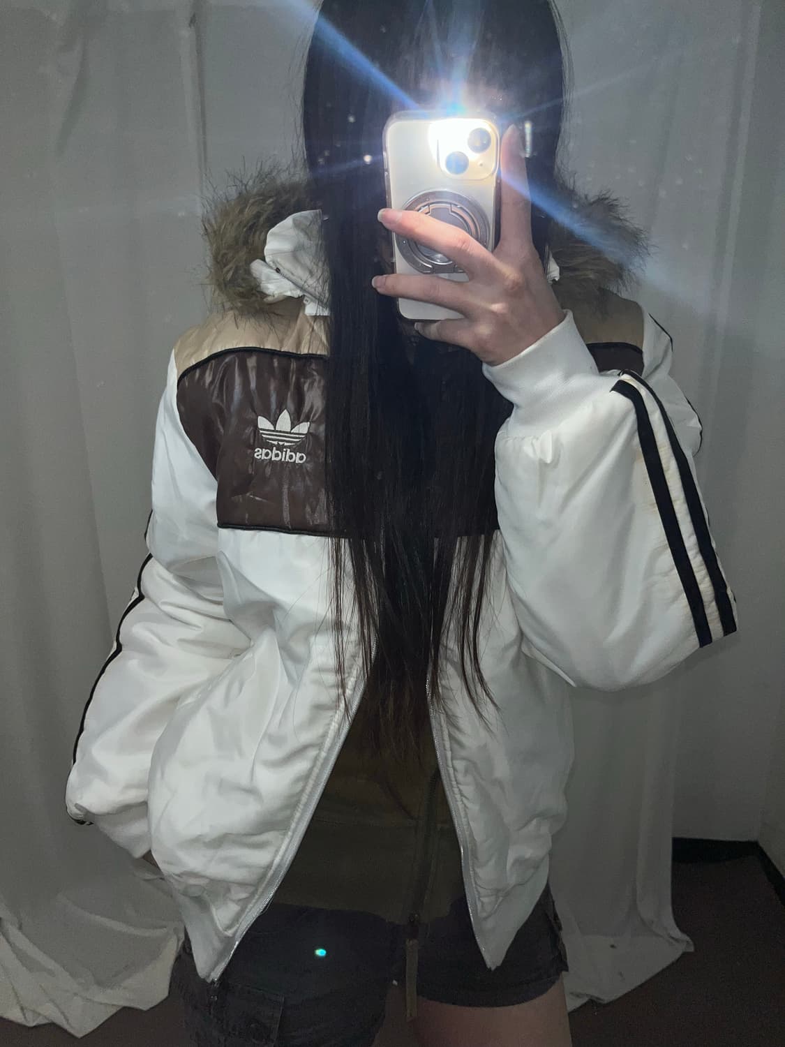 #Adidas 브라운 배색 울프죠 패딩 상품이미지4