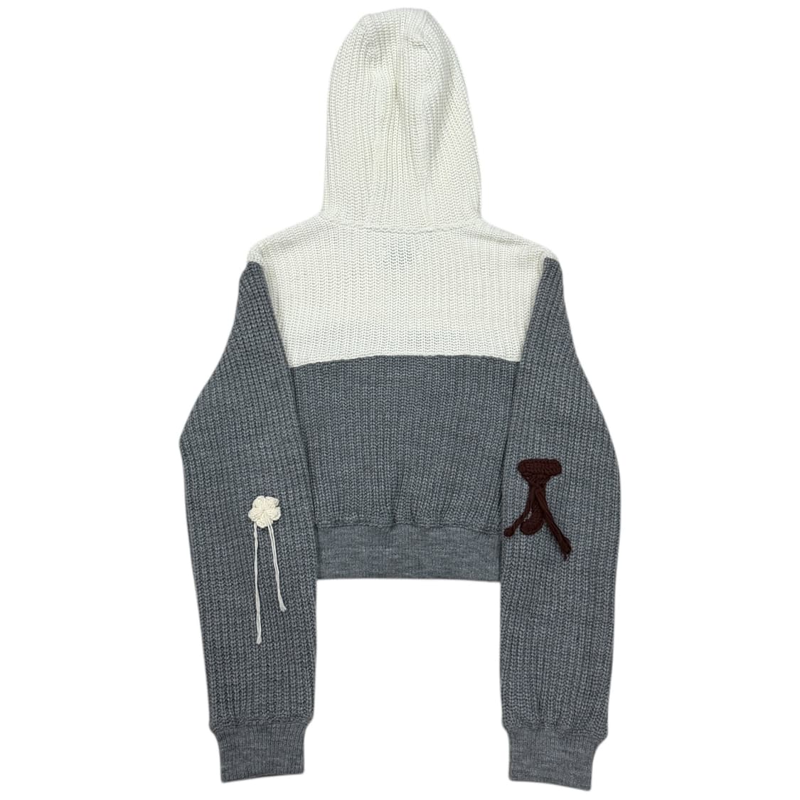 KIJUN 기준 크로셰 니트 후드집업 자켓 그레이 S 상품이미지3