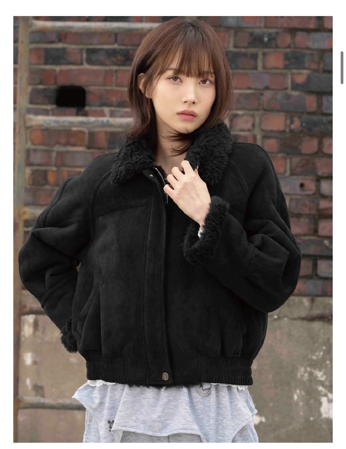 더그린랩_FAUX 스웨이드 블루종 무스탕 상품이미지1