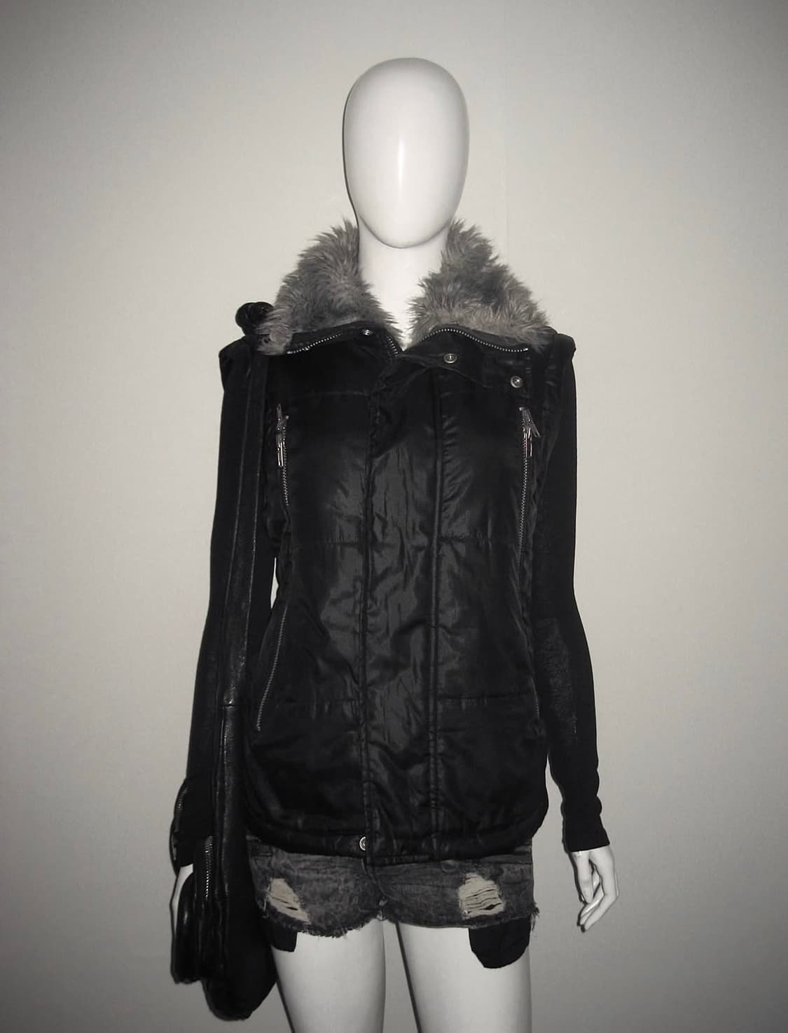 y2k 빈티지 패딩 조끼 블랙 갸루 아우터 상품이미지2