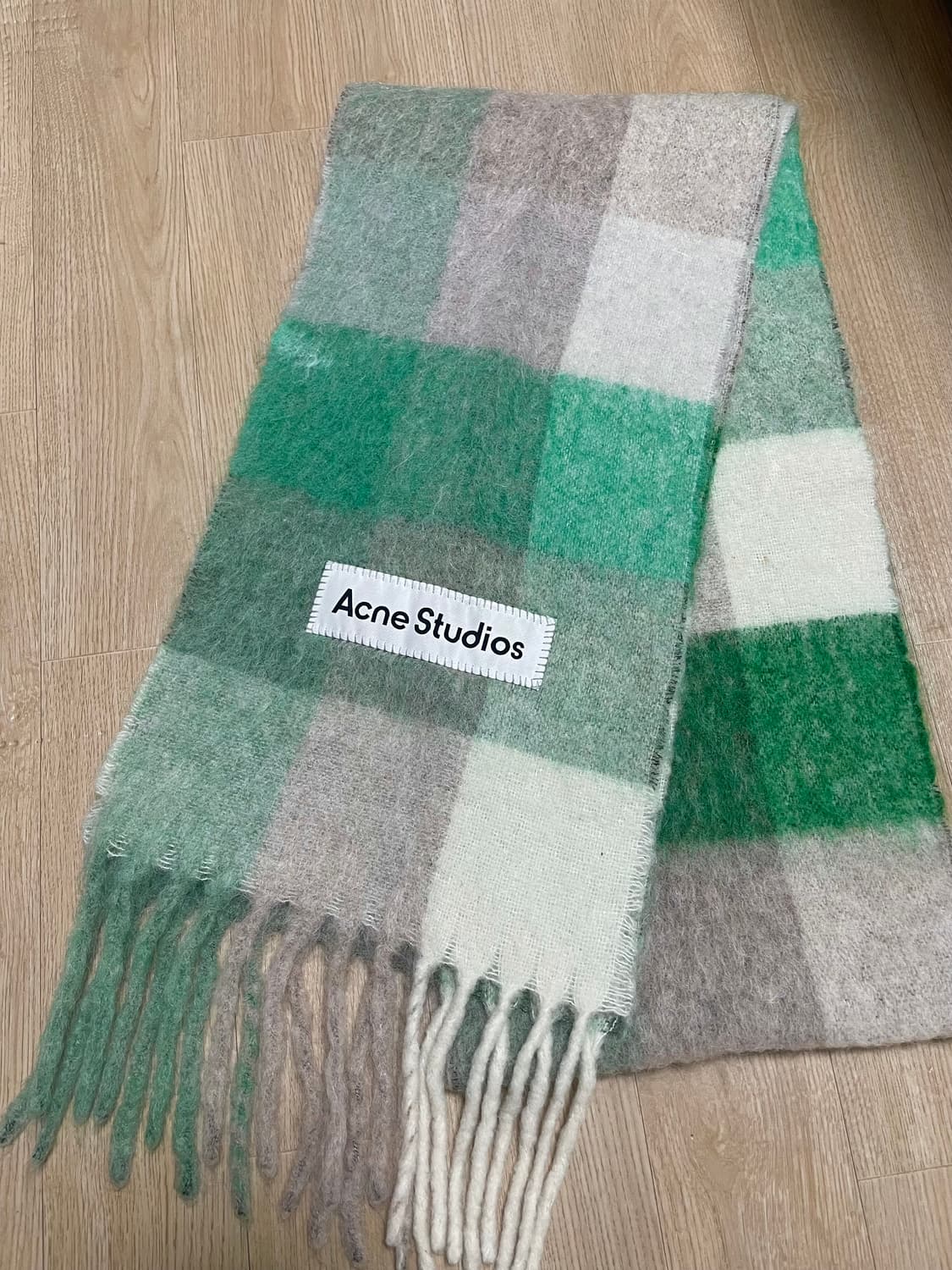 아크네 스튜디오 모헤어 체크 머플러 그린:) 알파카+모헤어+울머플러목도리 상품이미지1