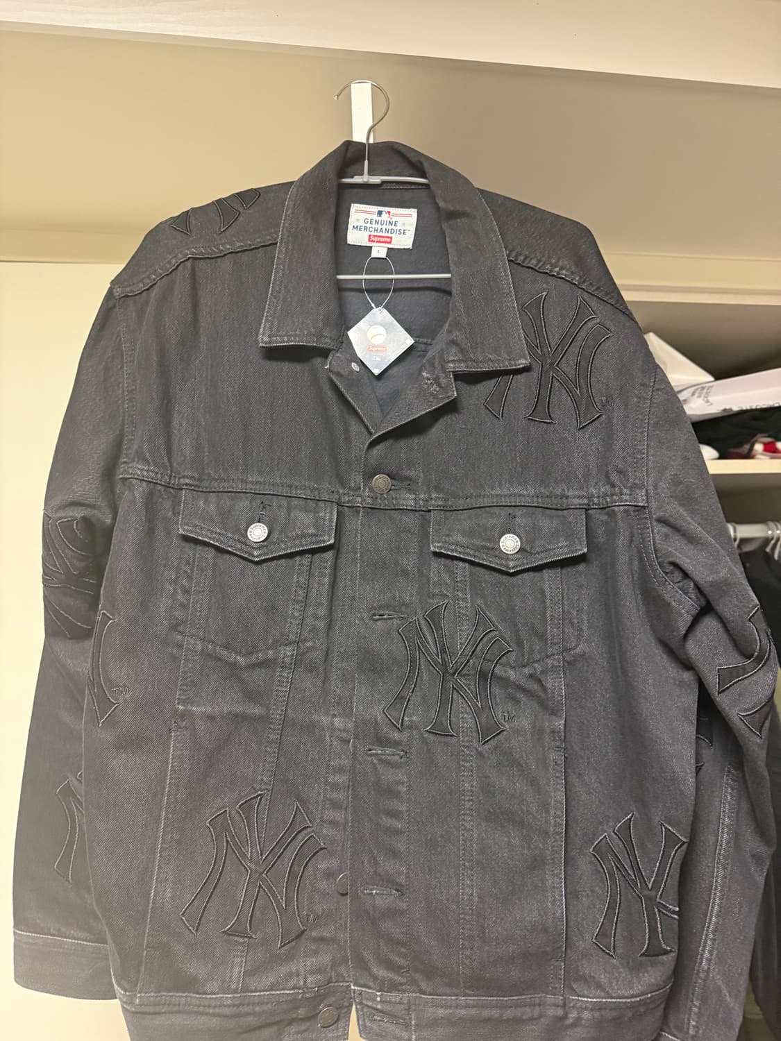 슈프림 x NY 양키스 데님 트러커 자켓 L 상품이미지5