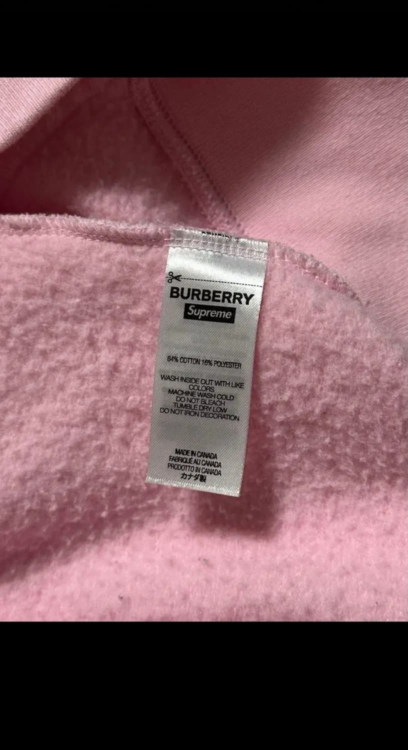 정품 슈프림 x 버버리 미들로고 핑크 후드티 상품이미지8